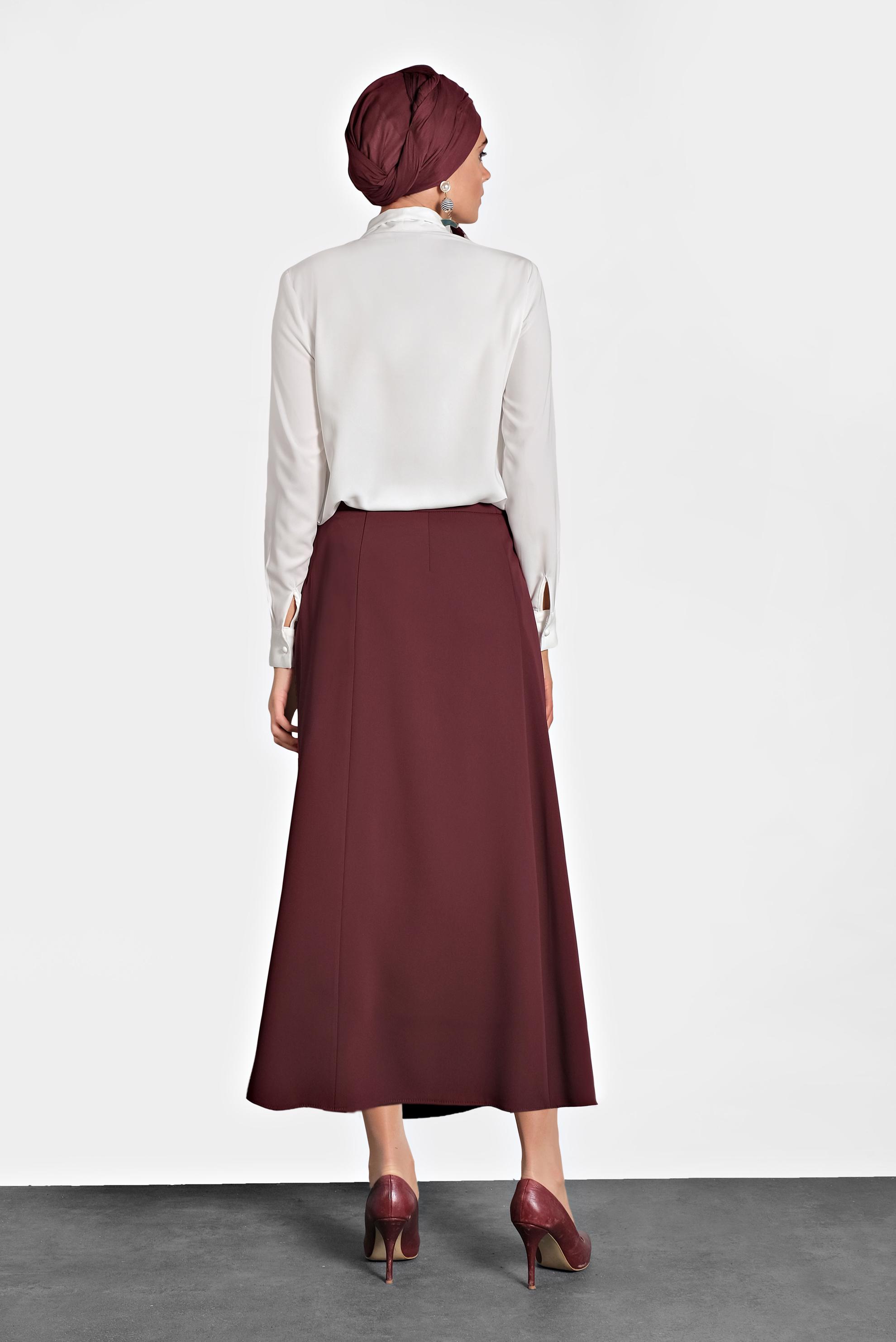 Tesettür giyim BORDO A KESİM ETEK 60011 
