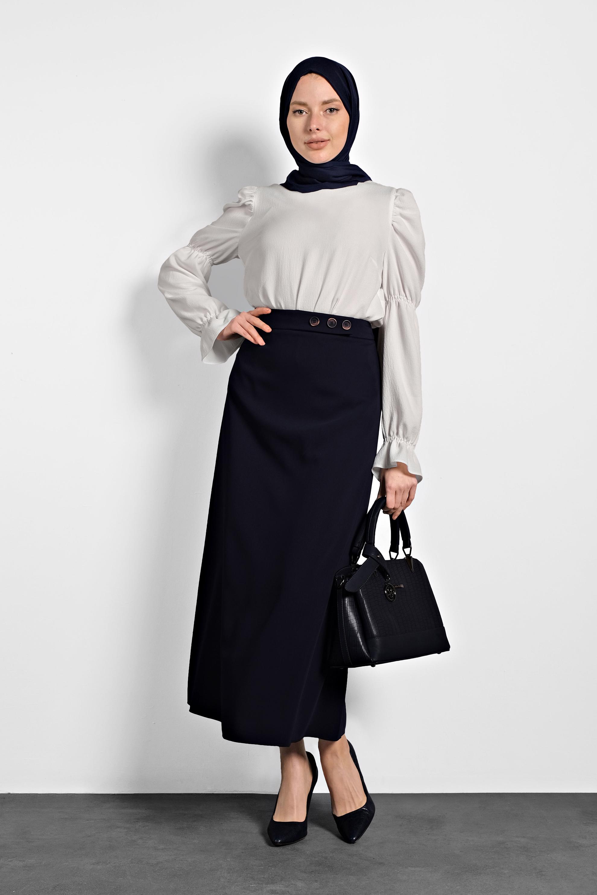 Tesettür giyim LACİVERT A KESİM ETEK 60011 