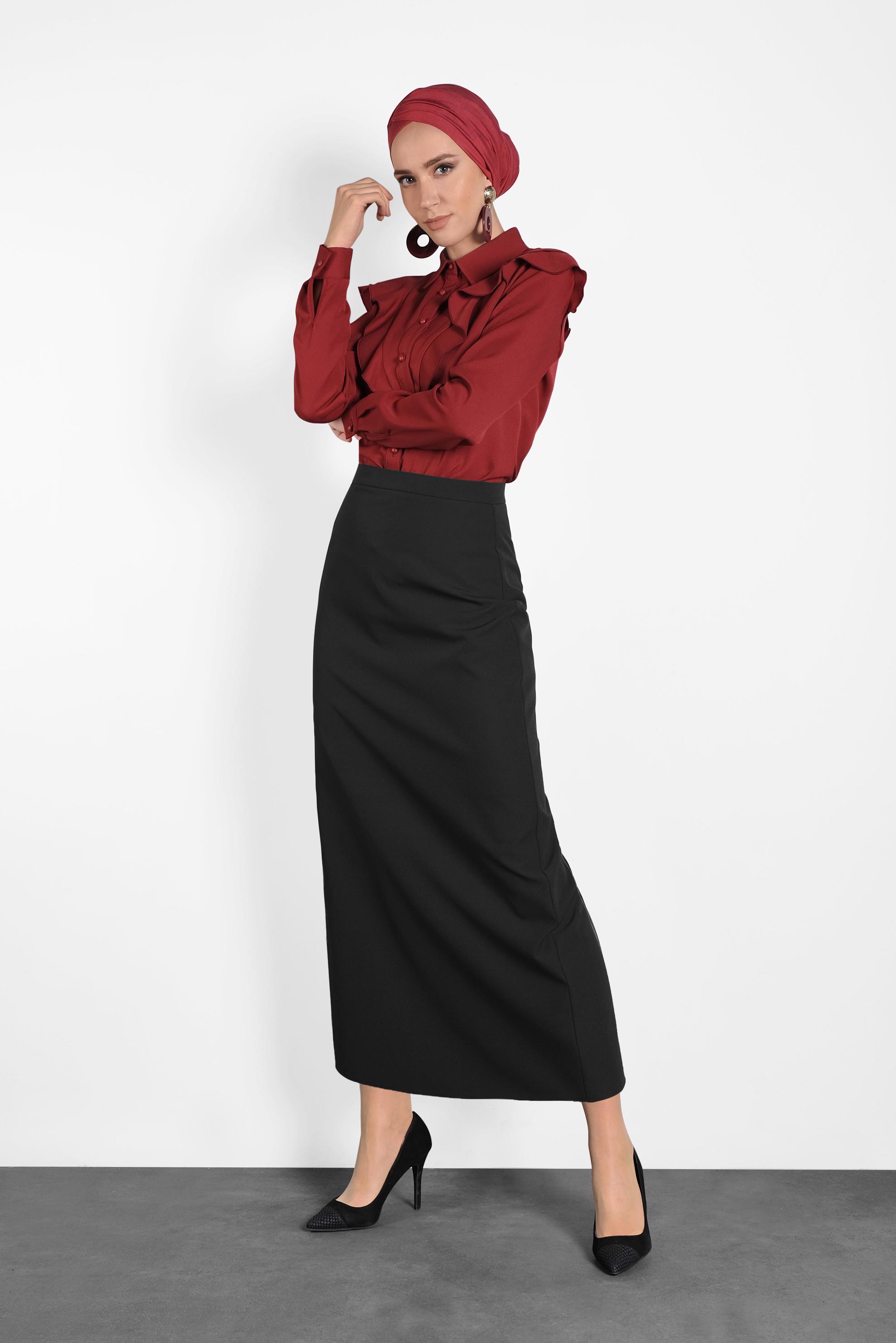 Tesettür giyim SİYAH A KESİM ETEK 60013 