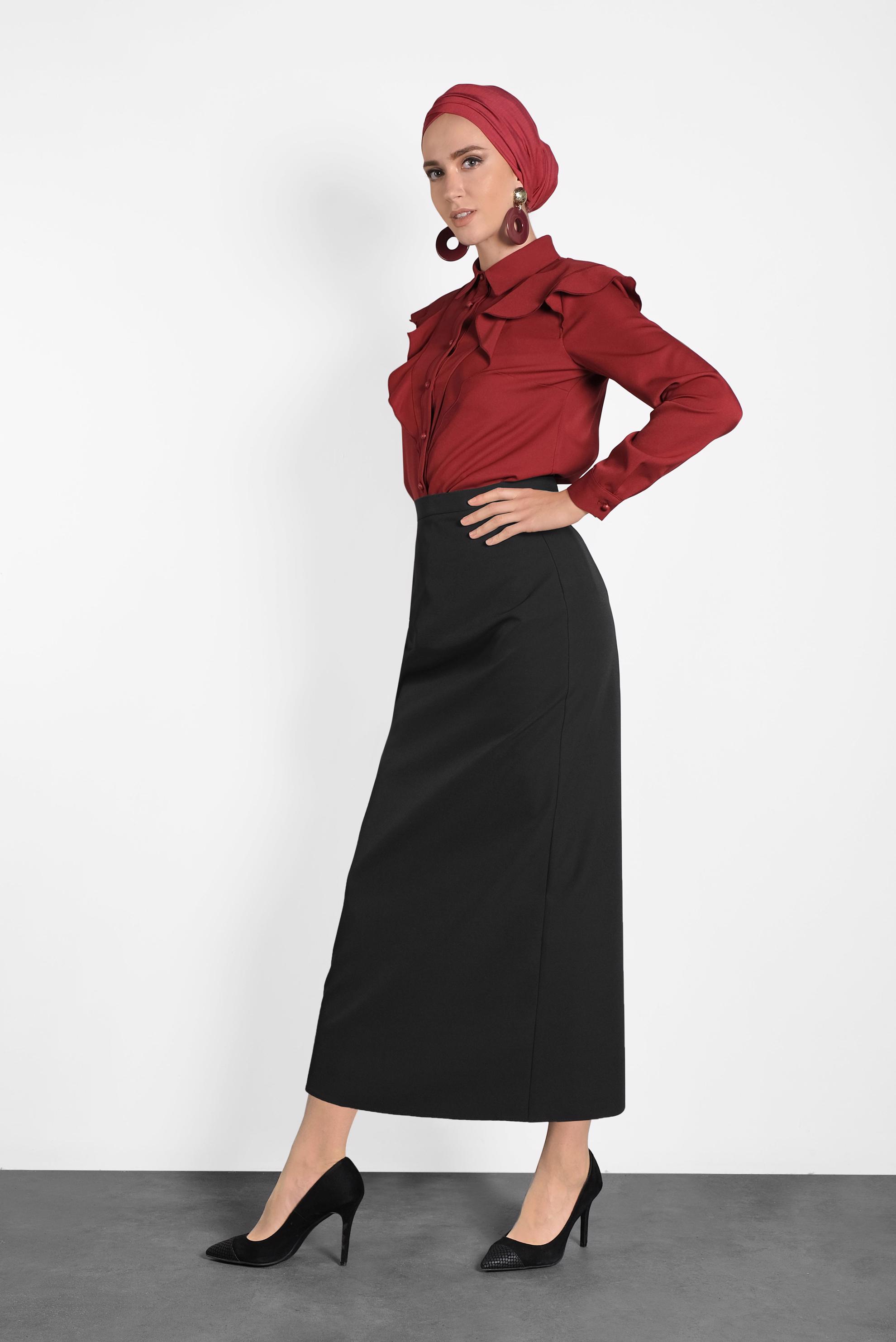 Tesettür giyim SİYAH A KESİM ETEK 60013 