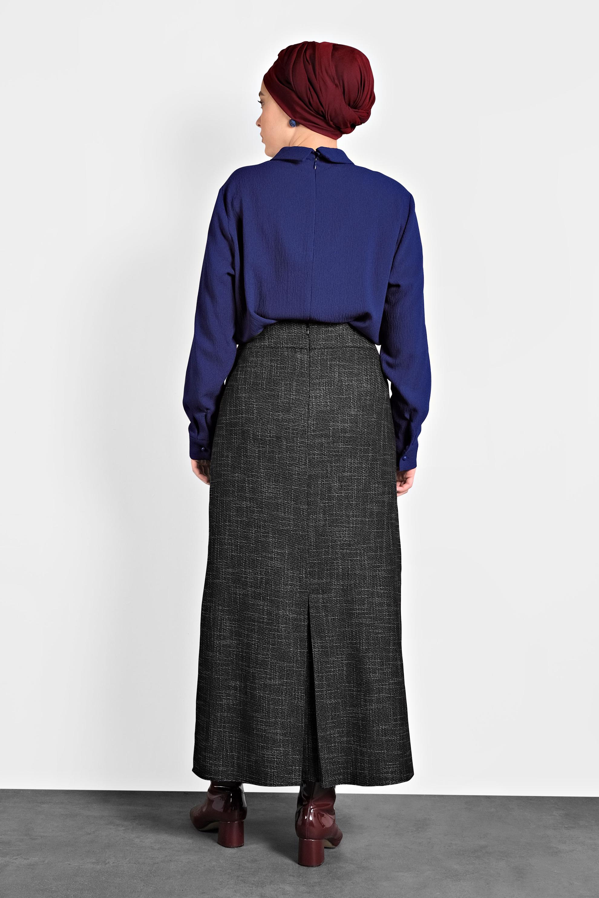 Tesettür giyim SİYAH KEMERLİ ETEK 60014