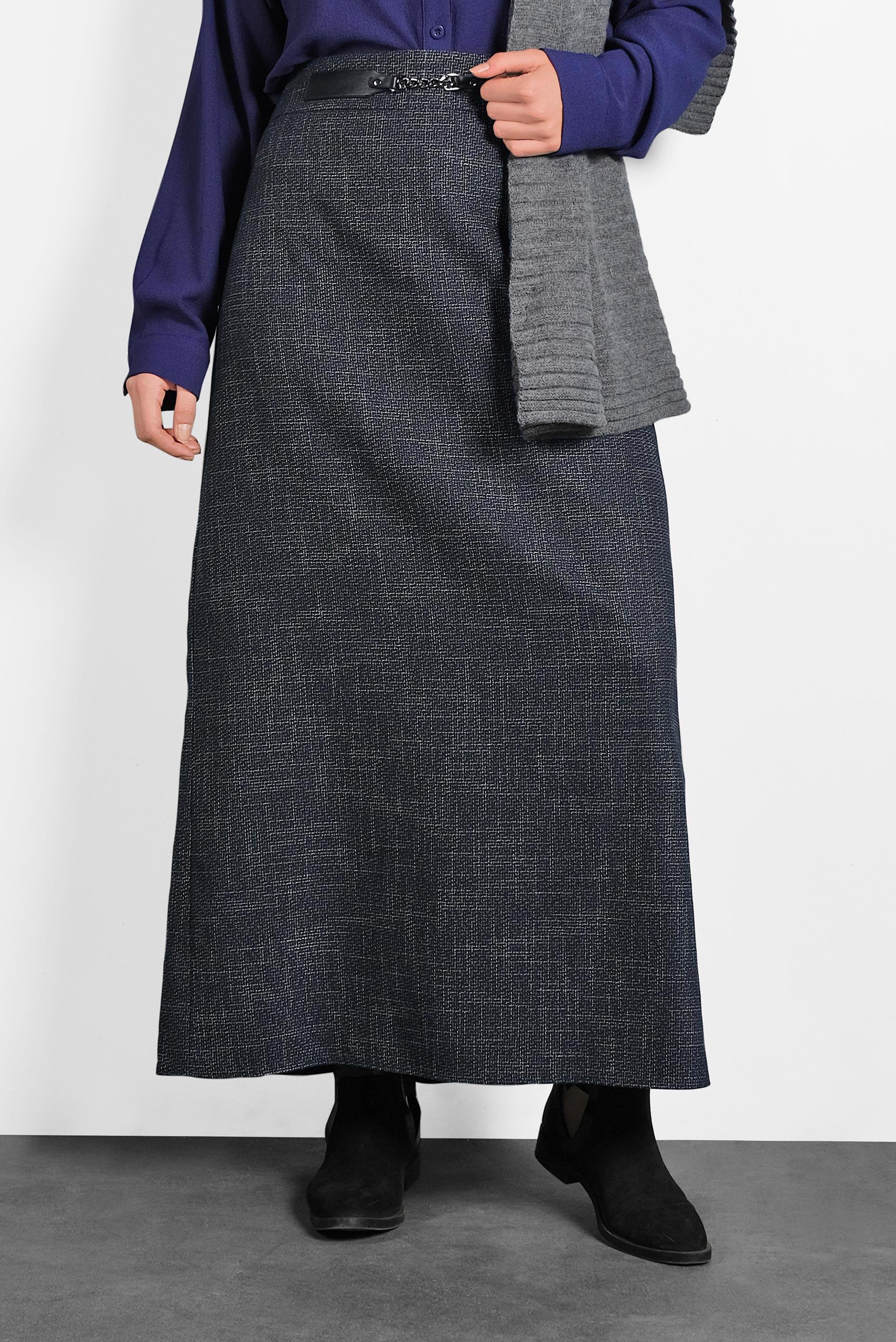 Tesettür giyim LACİVERT KEMERLİ ETEK 60014