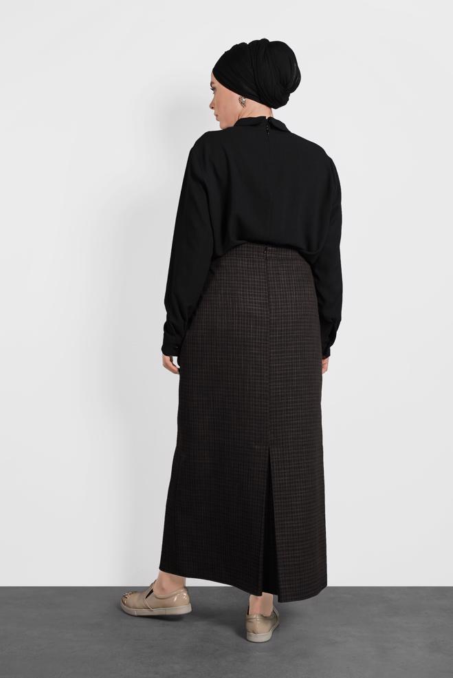 Tesettür giyim SİYAH FERMUARLI ETEK 60015  - ALVİNA