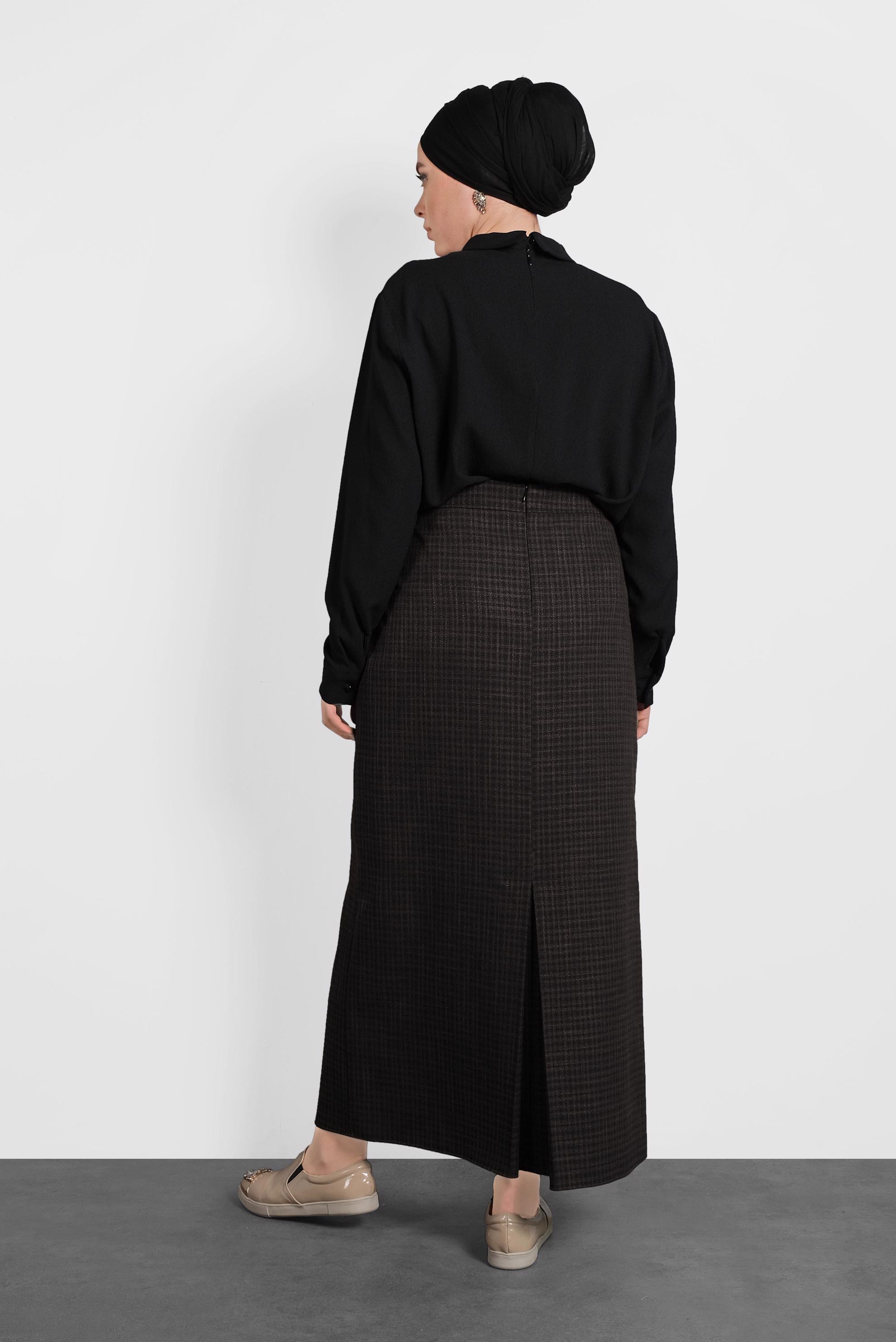 Tesettür giyim SİYAH FERMUARLI ETEK 60015 