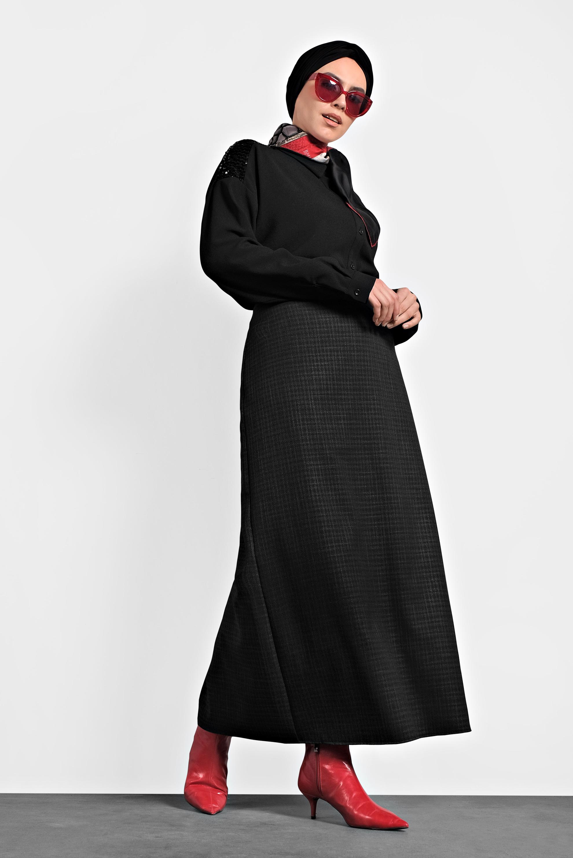 Vêtements hijab NOIR JUPE ZIPPÉE 60015