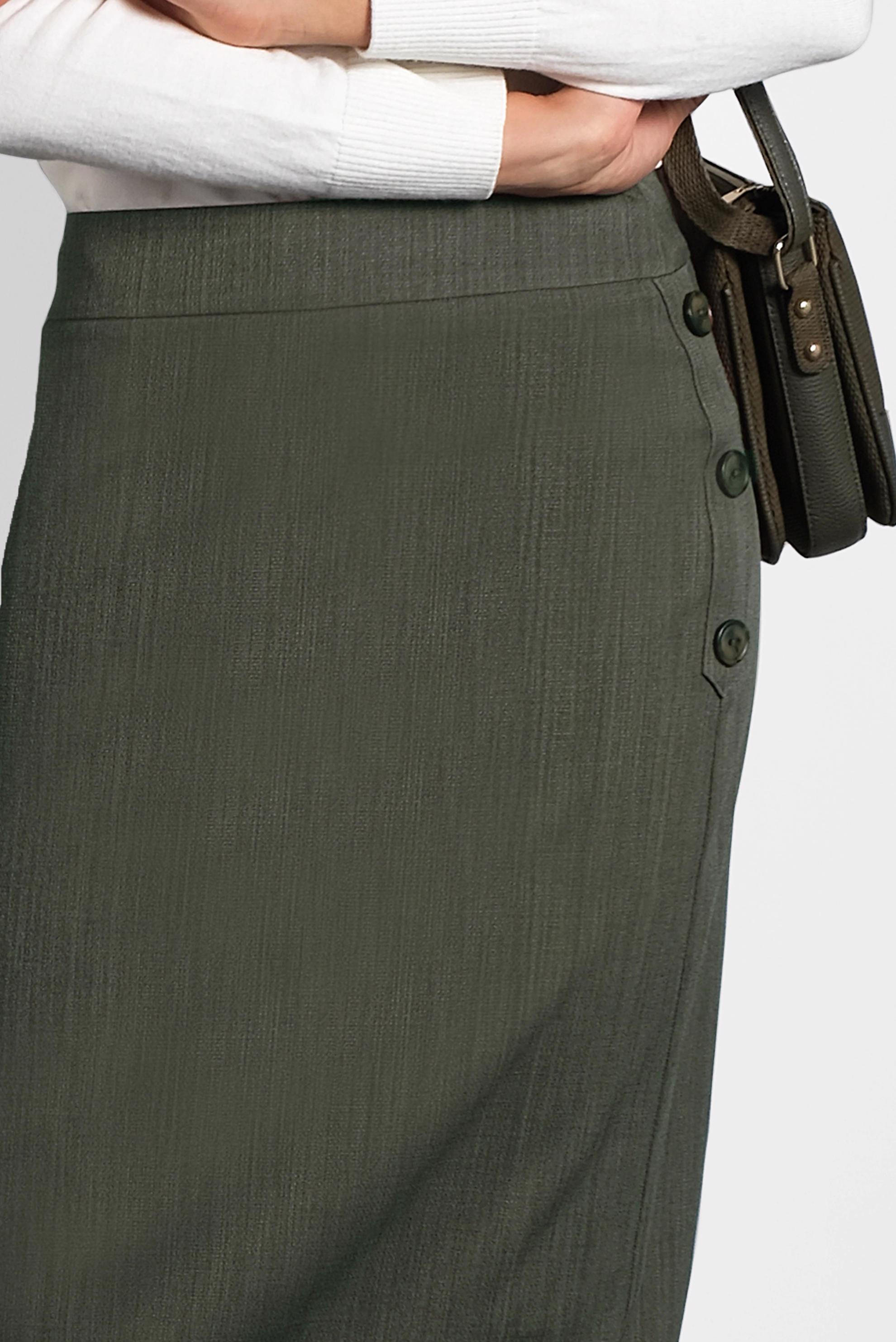 Tesettür giyim HAKİ YANDAN DÜĞMELİ ETEK 60016 