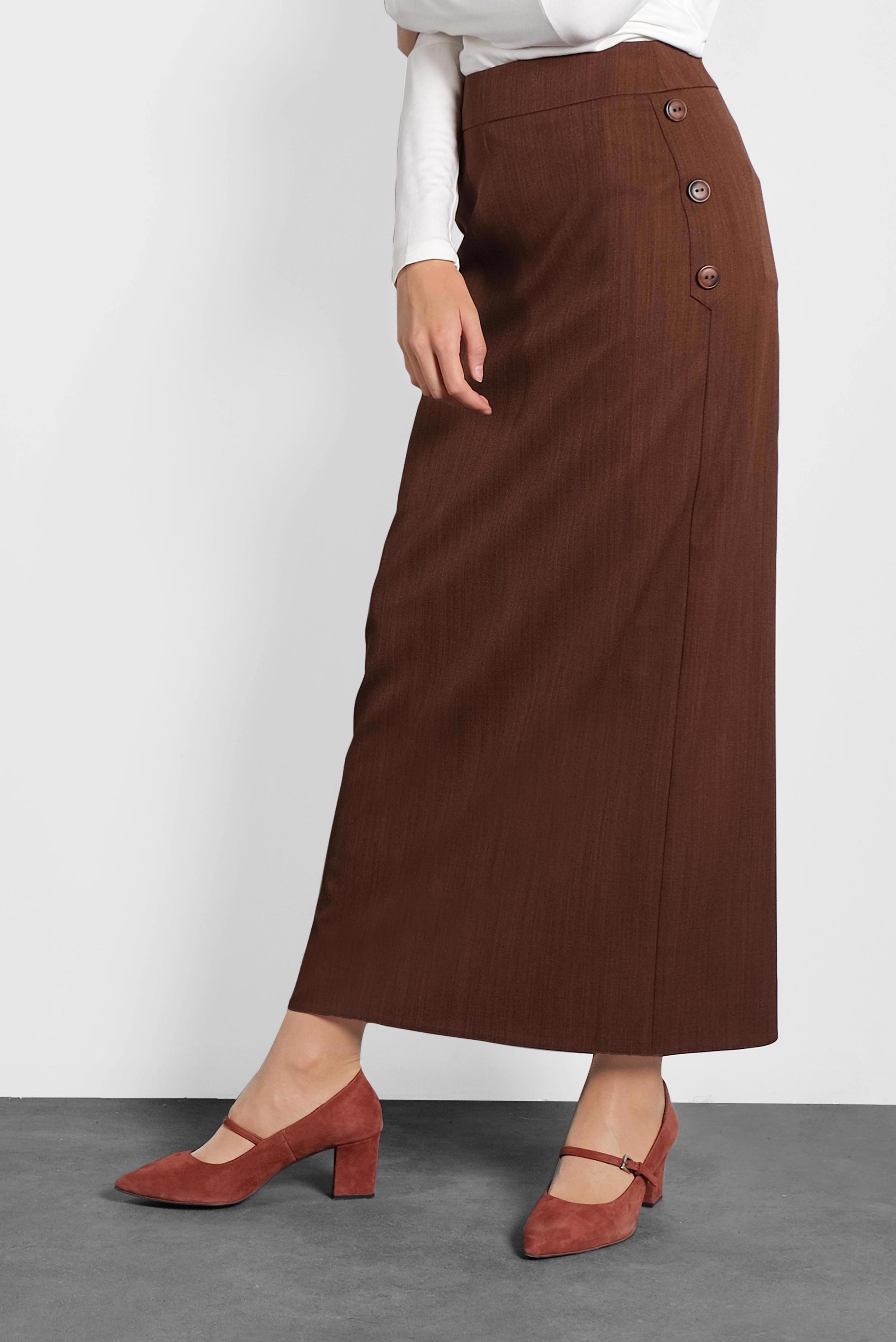 Tesettür giyim TURUNCU YANDAN DÜĞMELİ ETEK 60016 