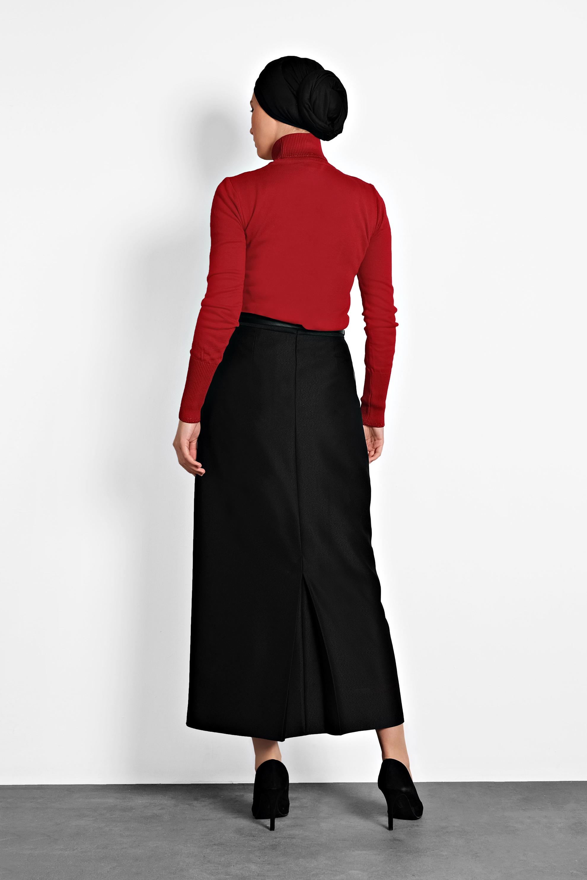 Tesettür giyim SİYAH DÜZ KESİM ETEK 60017