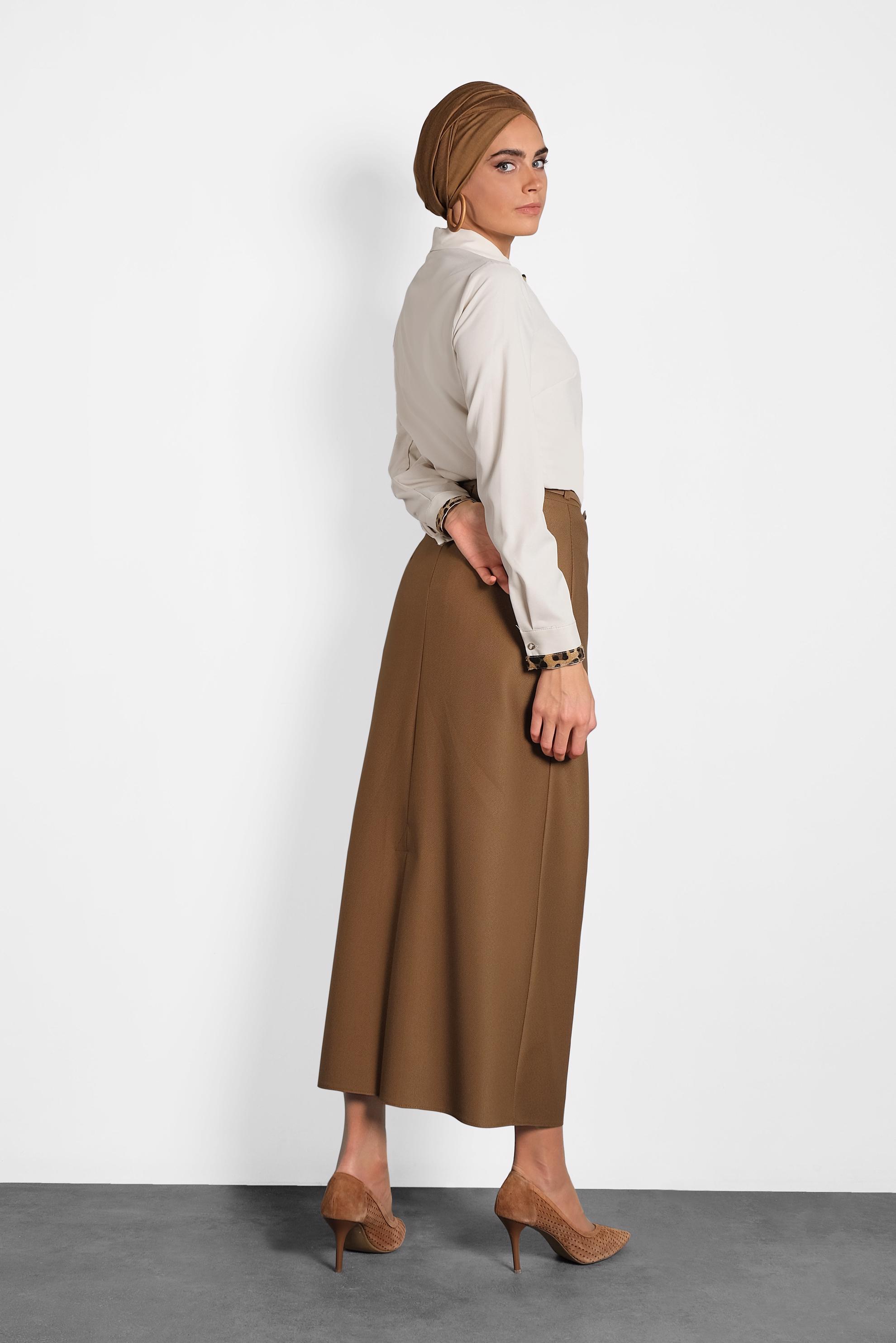 Tesettür giyim TABA DÜZ KESİM ETEK 60017