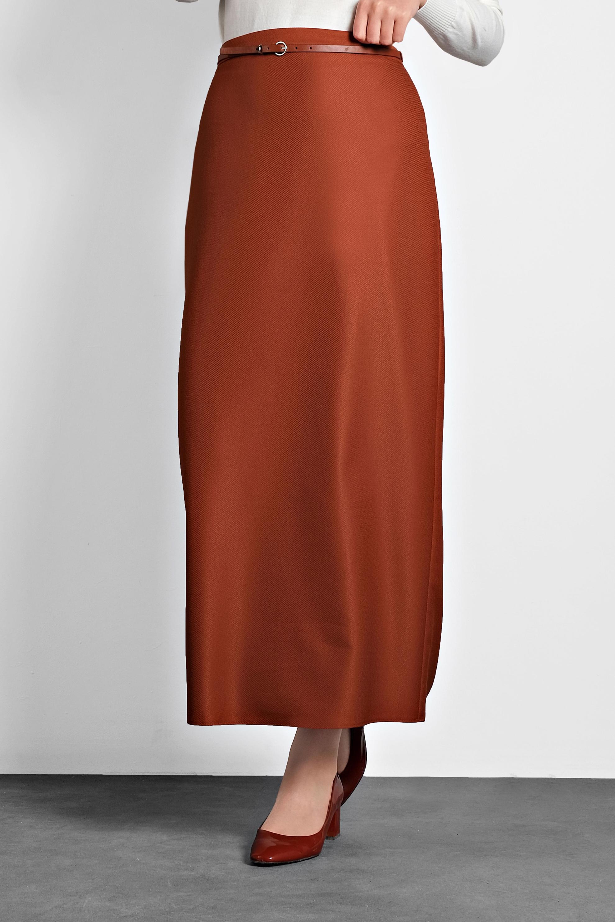 Tesettür giyim TURUNCU DÜZ KESİM ETEK 60017