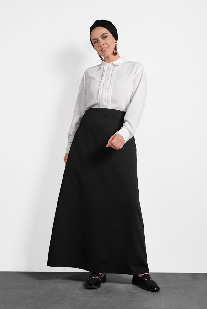 Tesettür giyim SİYAH A KESİM ETEK 60018  - ALVİNA