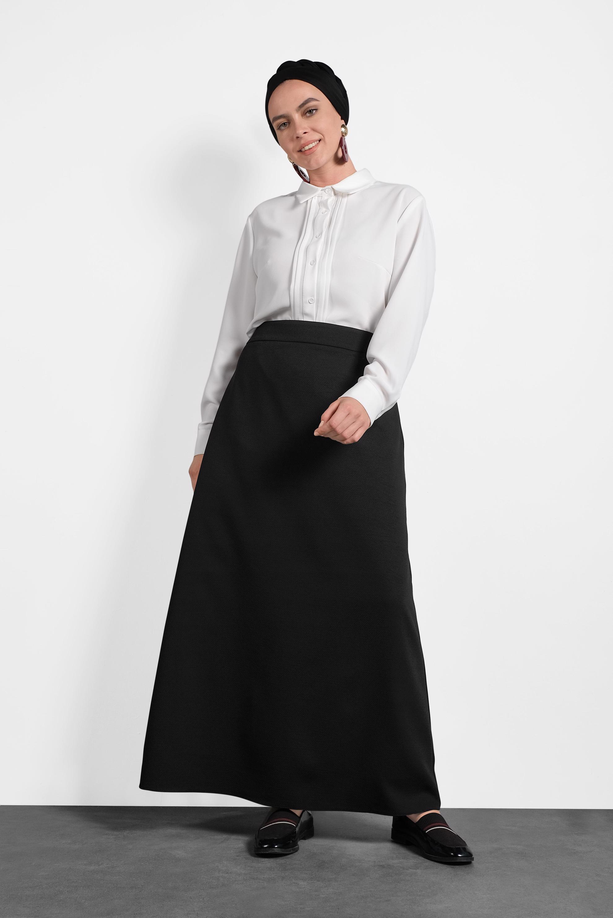 Tesettür giyim SİYAH A KESİM ETEK 60018 