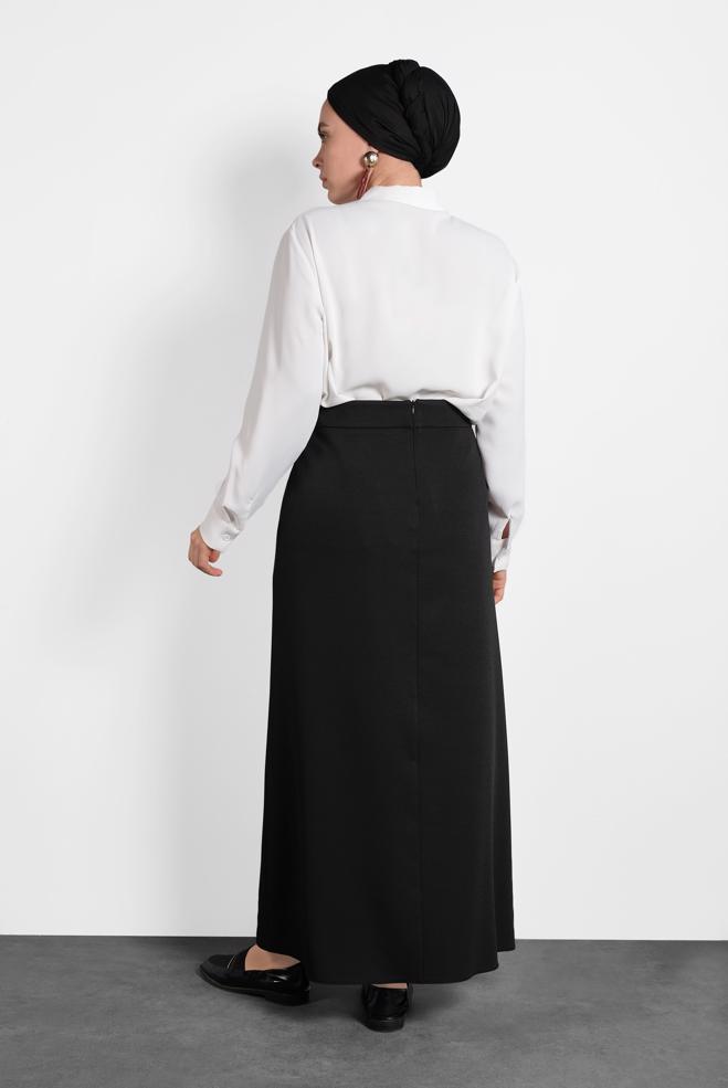 Tesettür giyim SİYAH A KESİM ETEK 60018  - ALVİNA