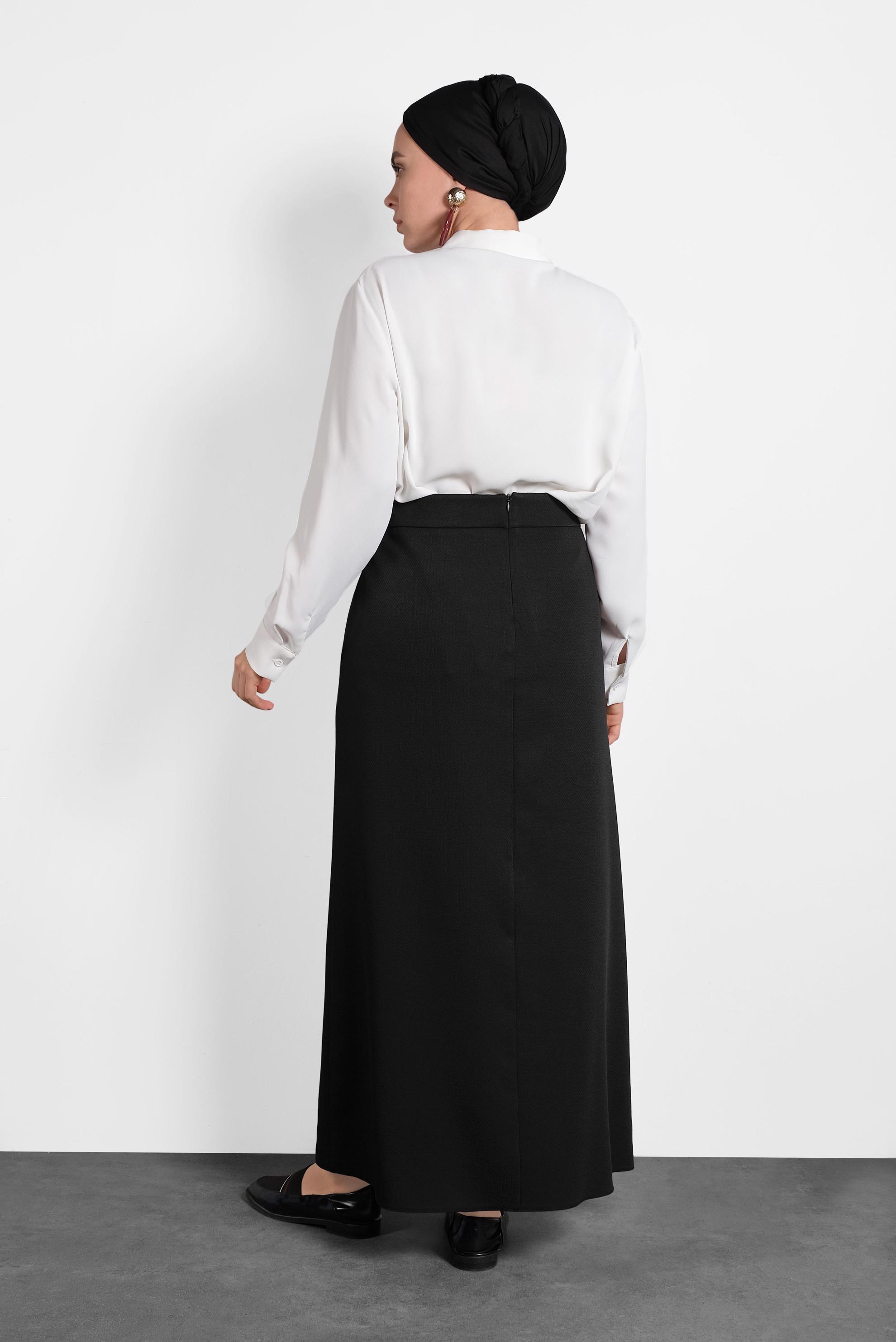 Tesettür giyim SİYAH A KESİM ETEK 60018 