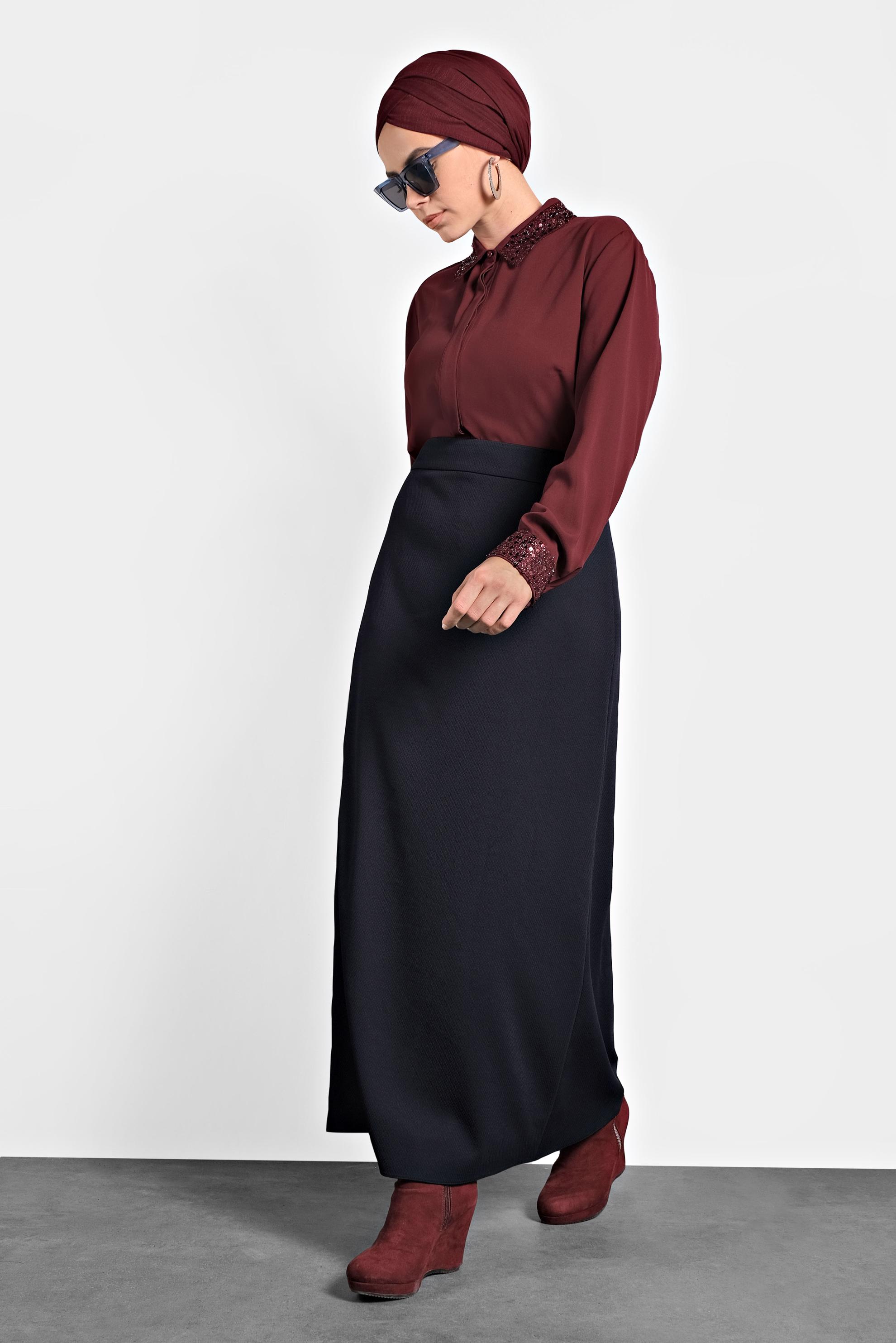 Tesettür giyim LACİVERT A KESİM ETEK 60018 