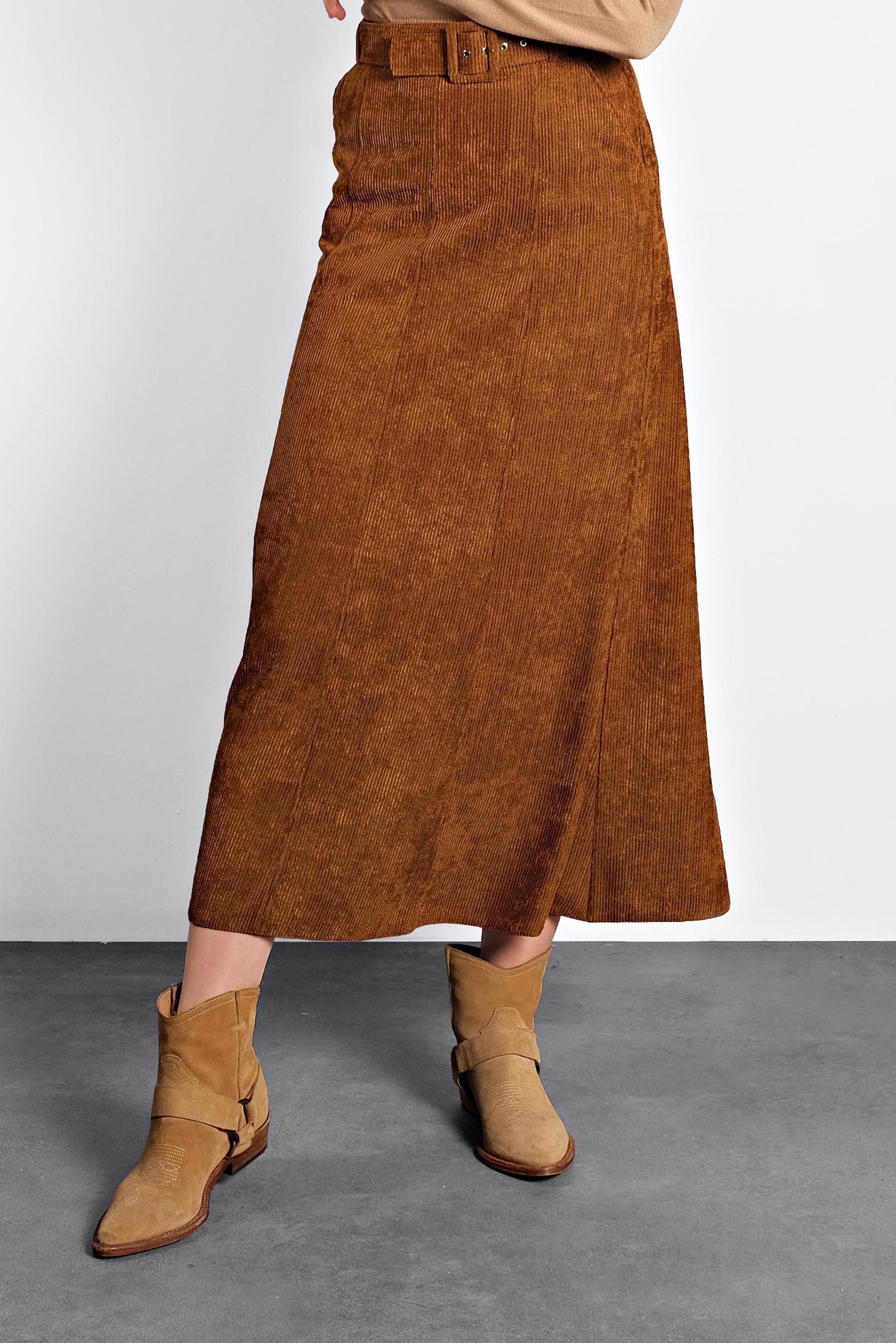 Tesettür giyim TABA ŞÖNİL KADİFE ETEK 60020