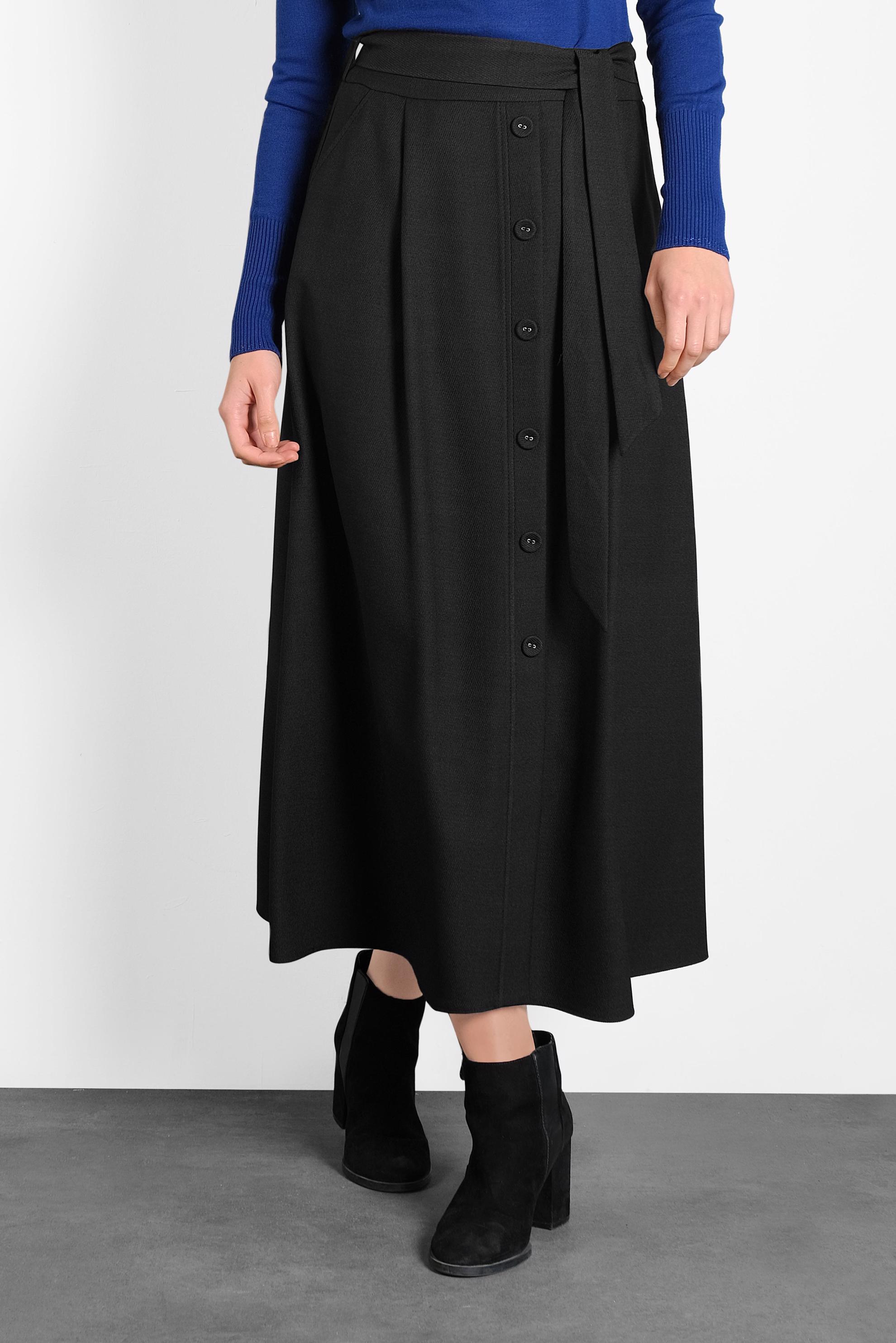 Tesettür giyim SİYAH DÜĞMELİ KUŞAKLI ETEK 60021 