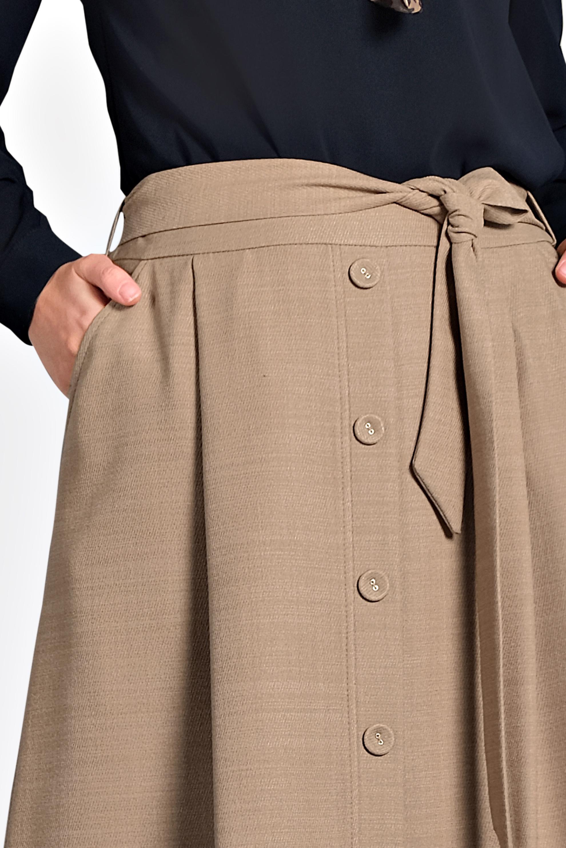 Tesettür giyim KAHVE DÜĞMELİ KUŞAKLI ETEK 60021 