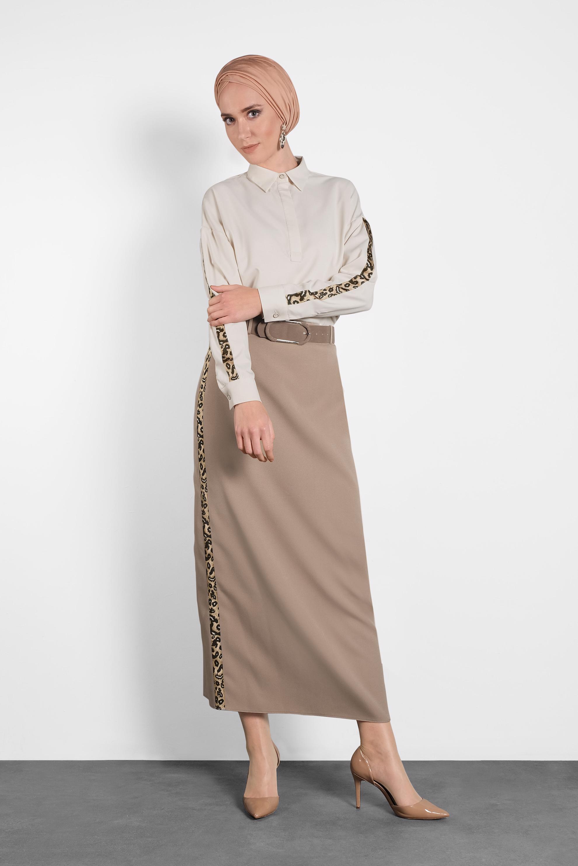 Hijab clothing BROWN STRIPPED SKIRT 60024 
