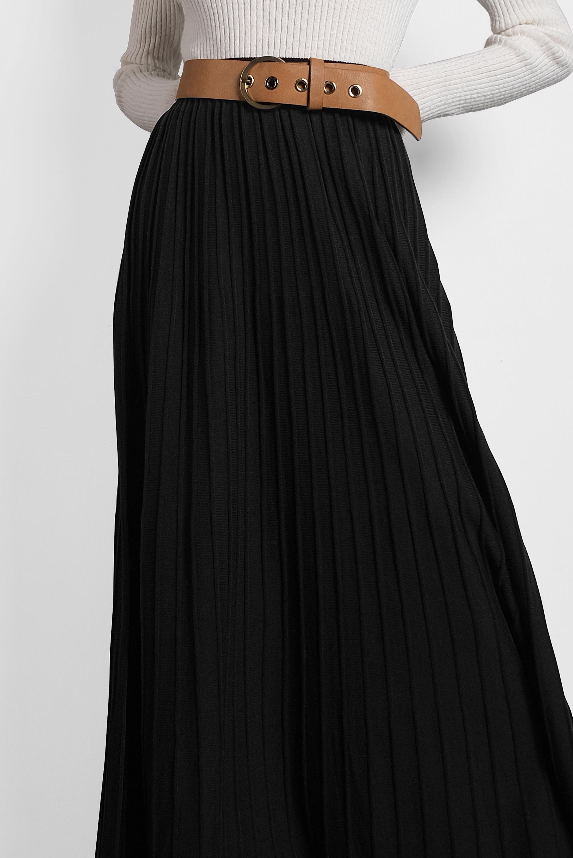 Tesettür giyim SİYAH PİLİSELİ TRİKO ETEK 60028 