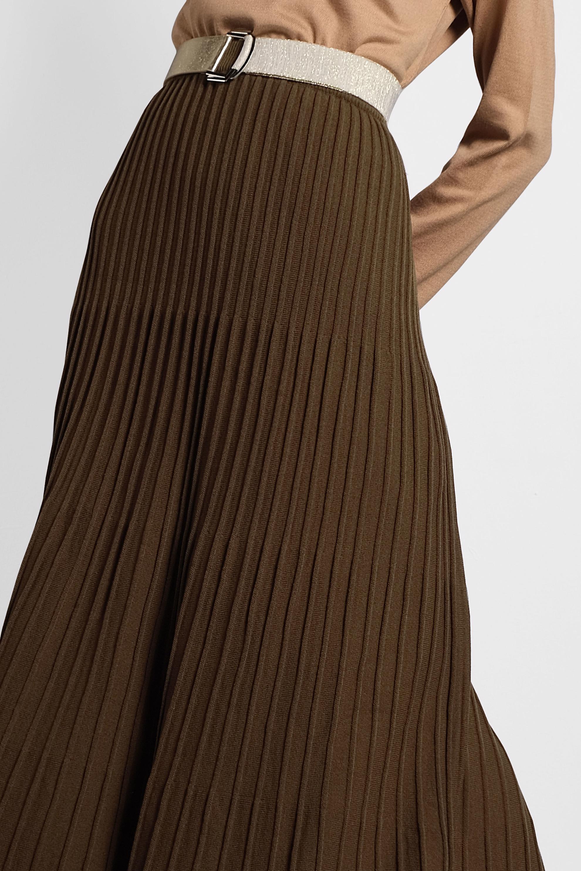 Tesettür giyim KAHVE PİLİSELİ TRİKO ETEK 60028 