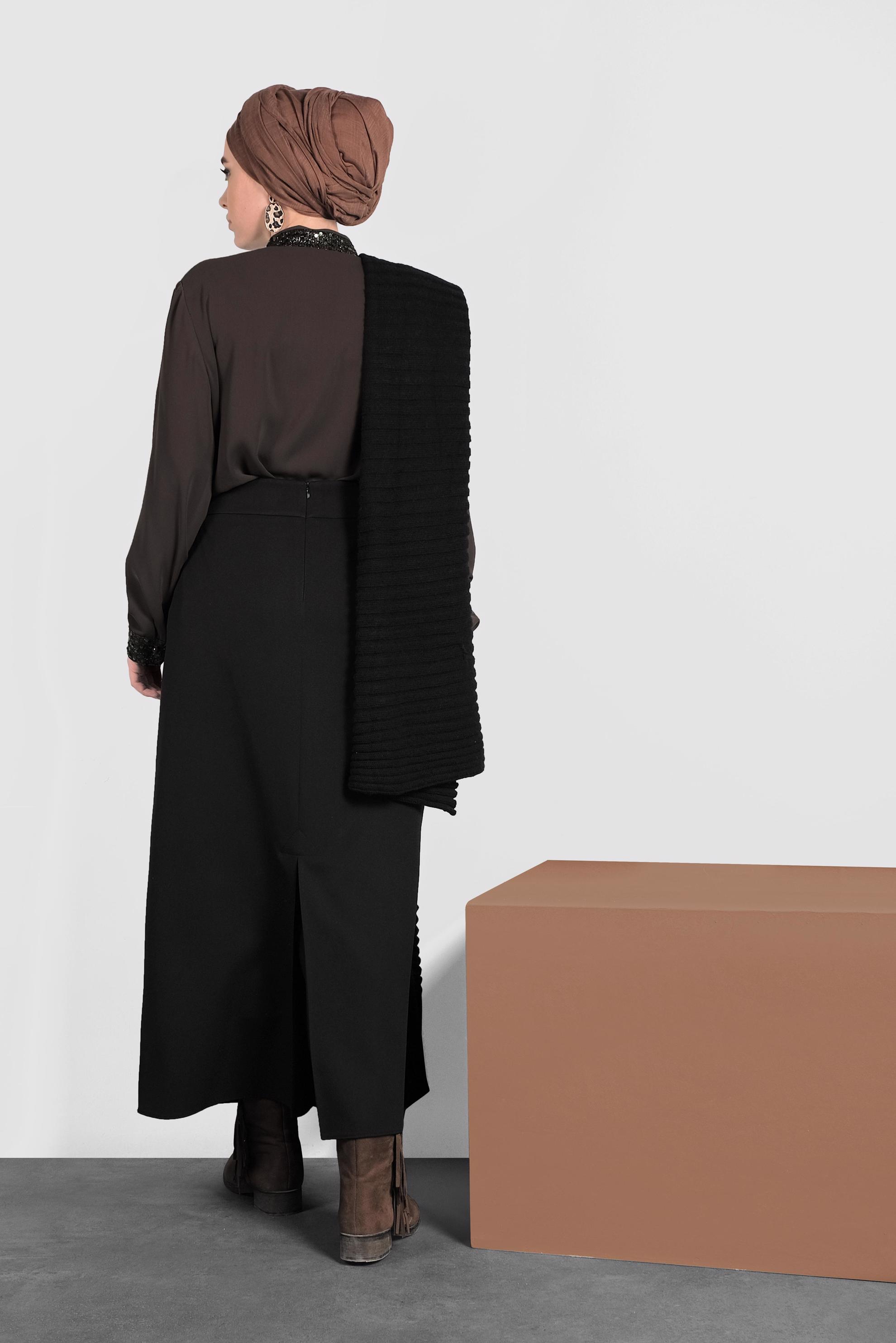 Tesettür giyim SİYAH A KESİM ETEK 60029 