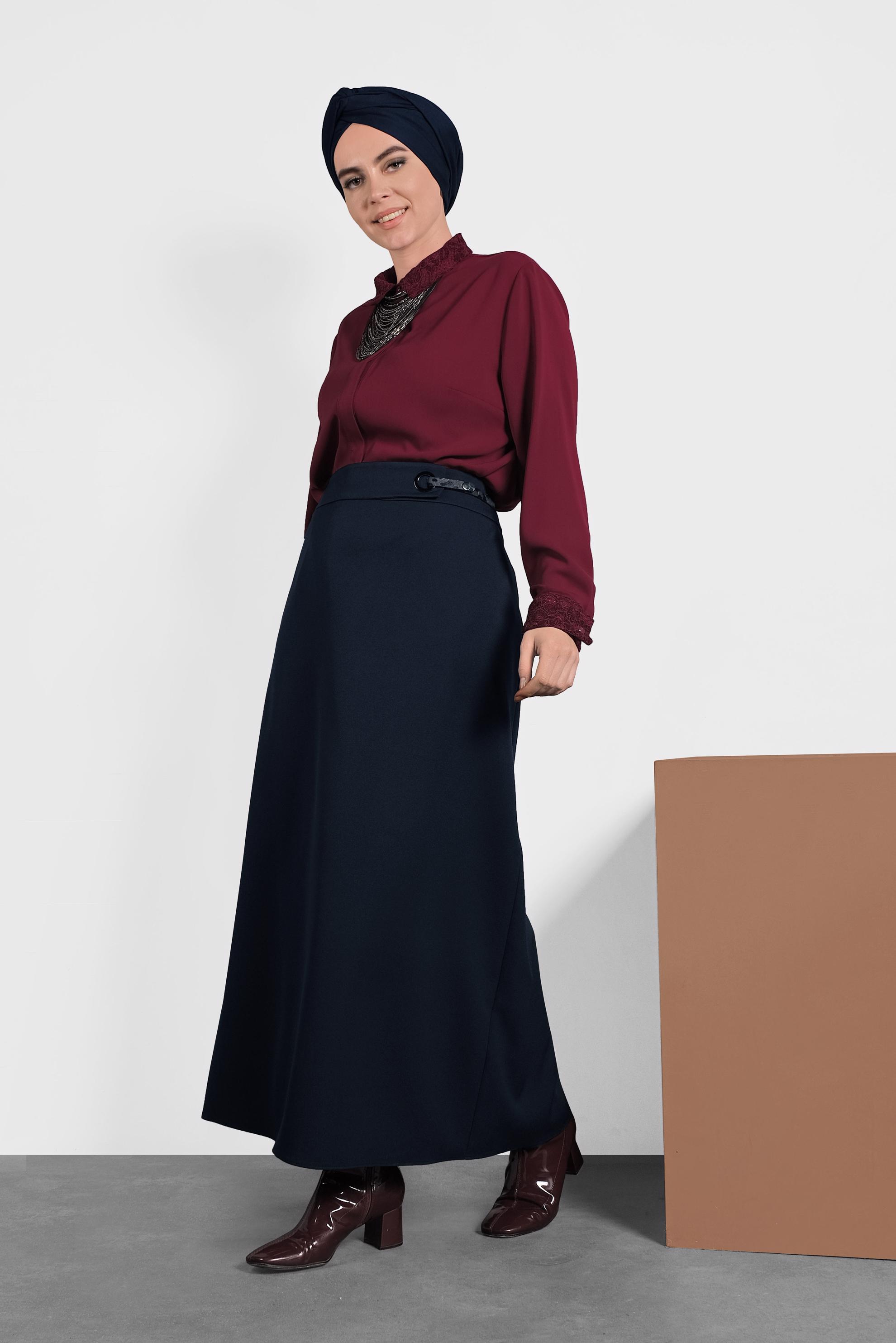 Vêtements hijab BLEU MARINE JUPE EN LIGNE A 60029