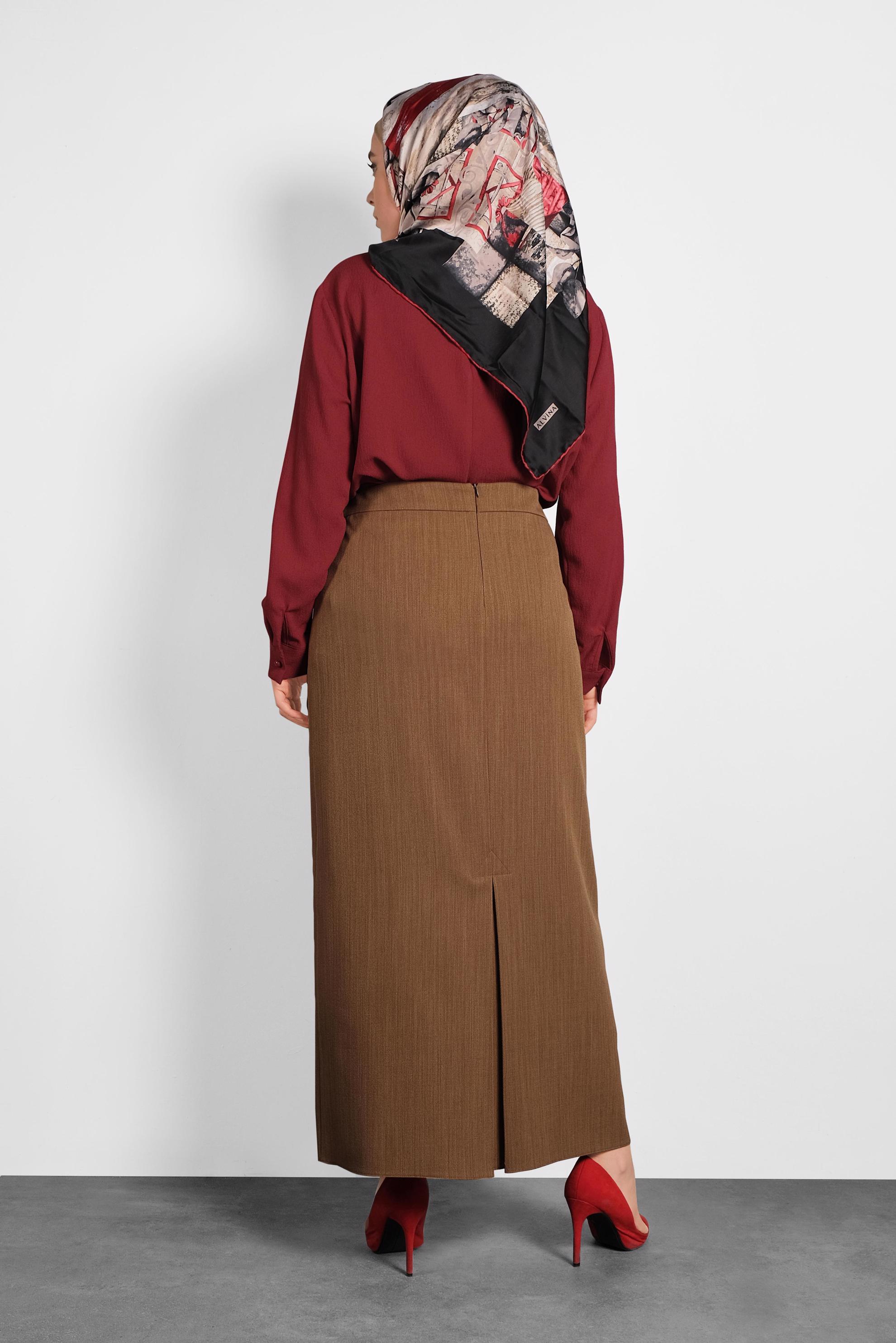 Tesettür giyim KAHVE A KESİM ETEK 60030 