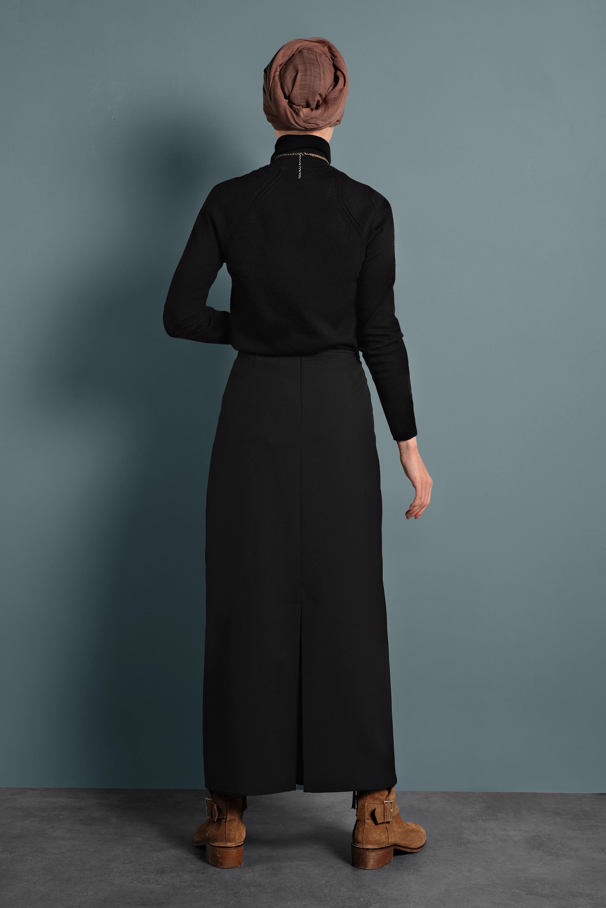 Tesettür giyim SİYAH DÜZ KESİM ETEK 60031