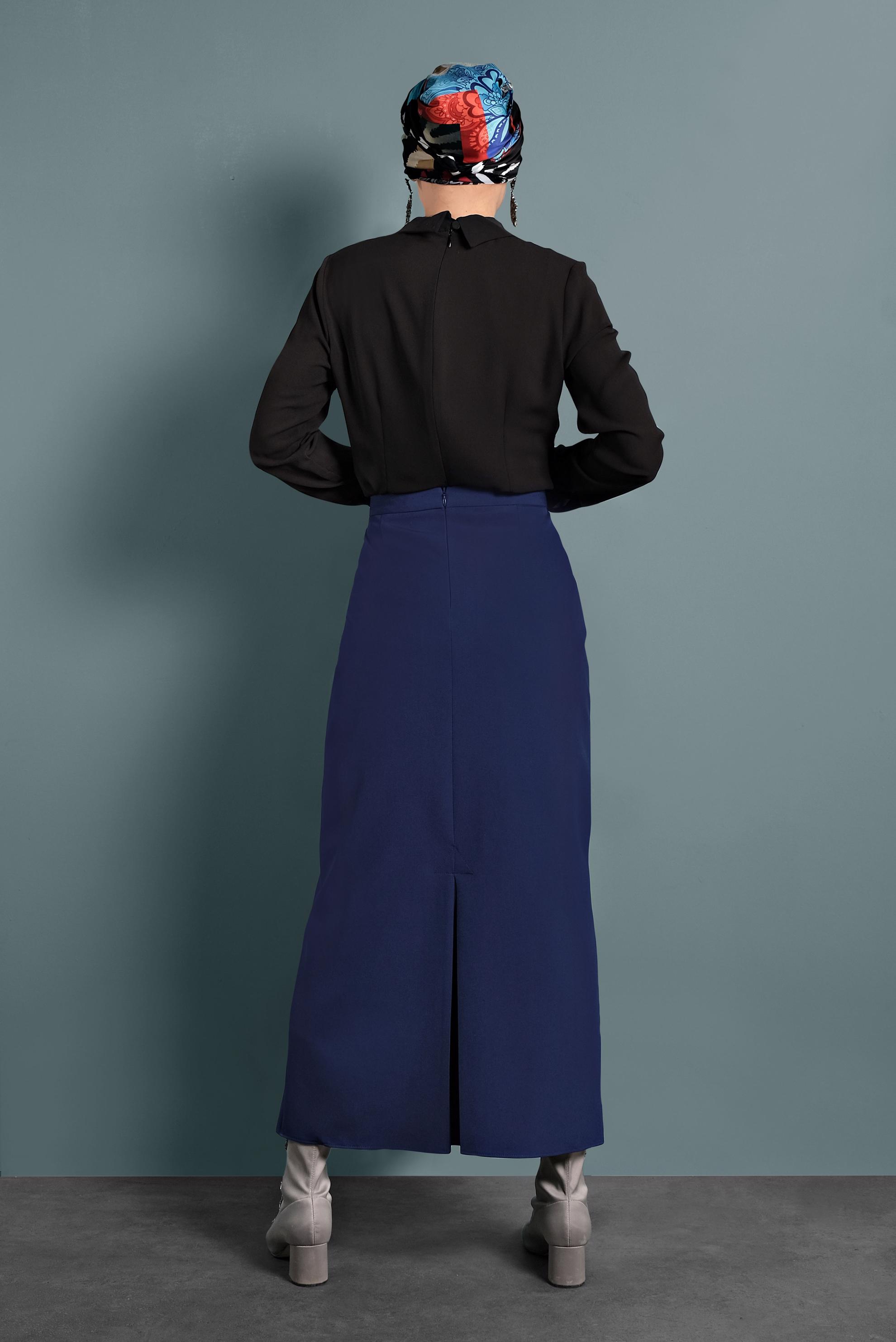 Tesettür giyim LACİVERT DÜZ KESİM ETEK 60031