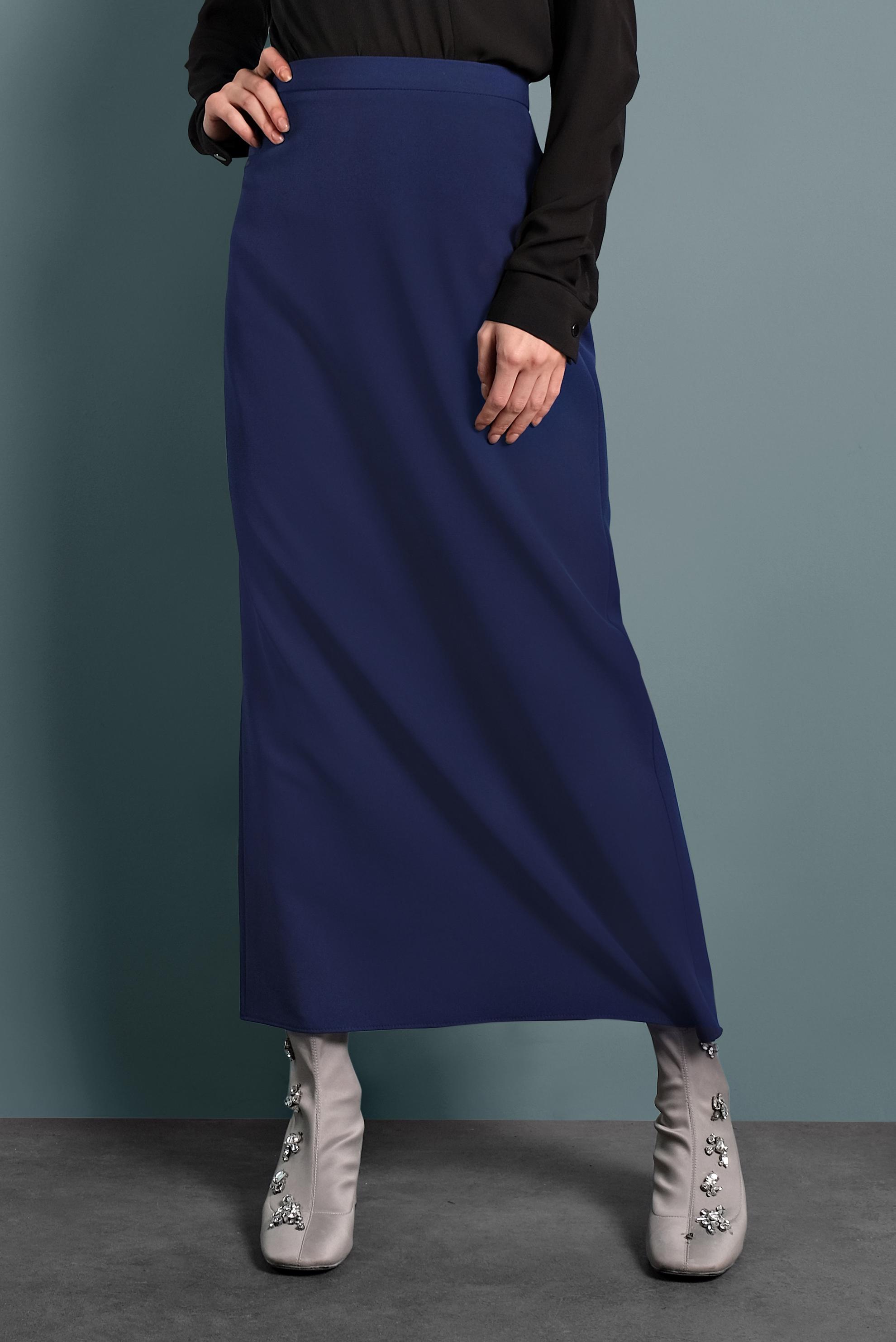 Tesettür giyim LACİVERT DÜZ KESİM ETEK 60031