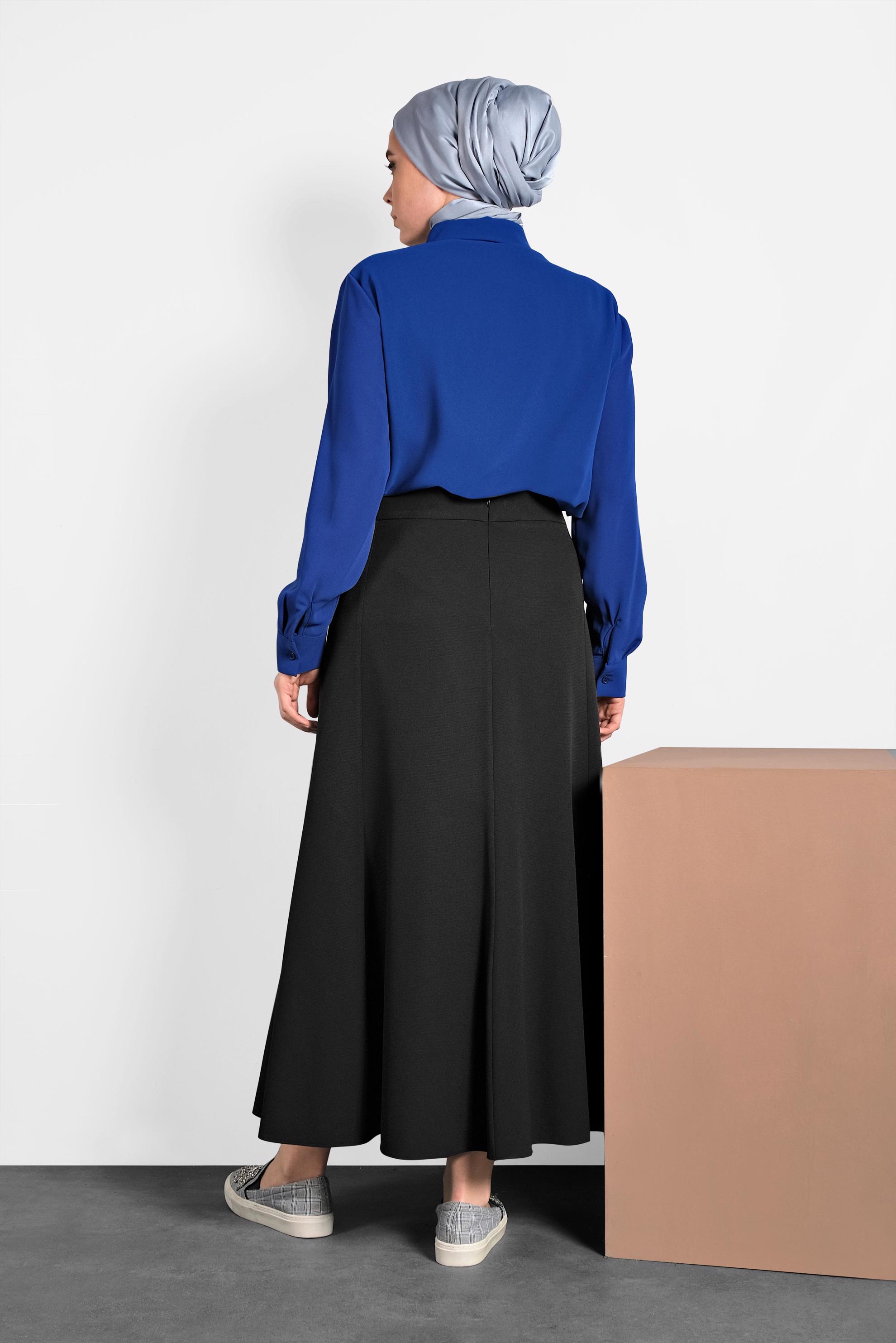 Tesettür giyim SİYAH VOLANLI ETEK 60032 