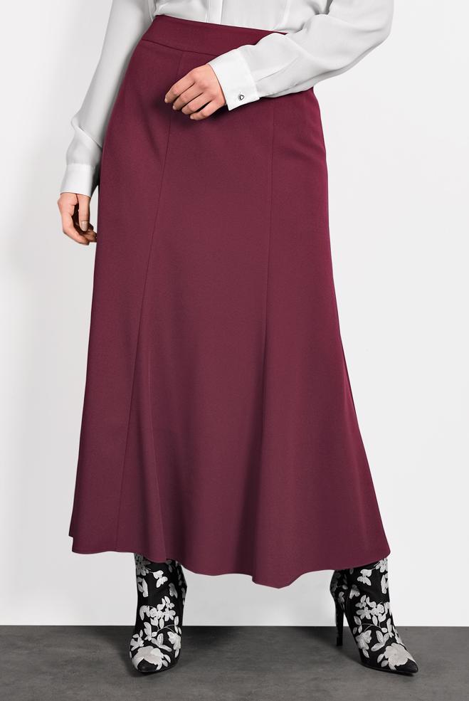 Tesettür giyim BORDO VOLANLI ETEK 60032  - ALVİNA