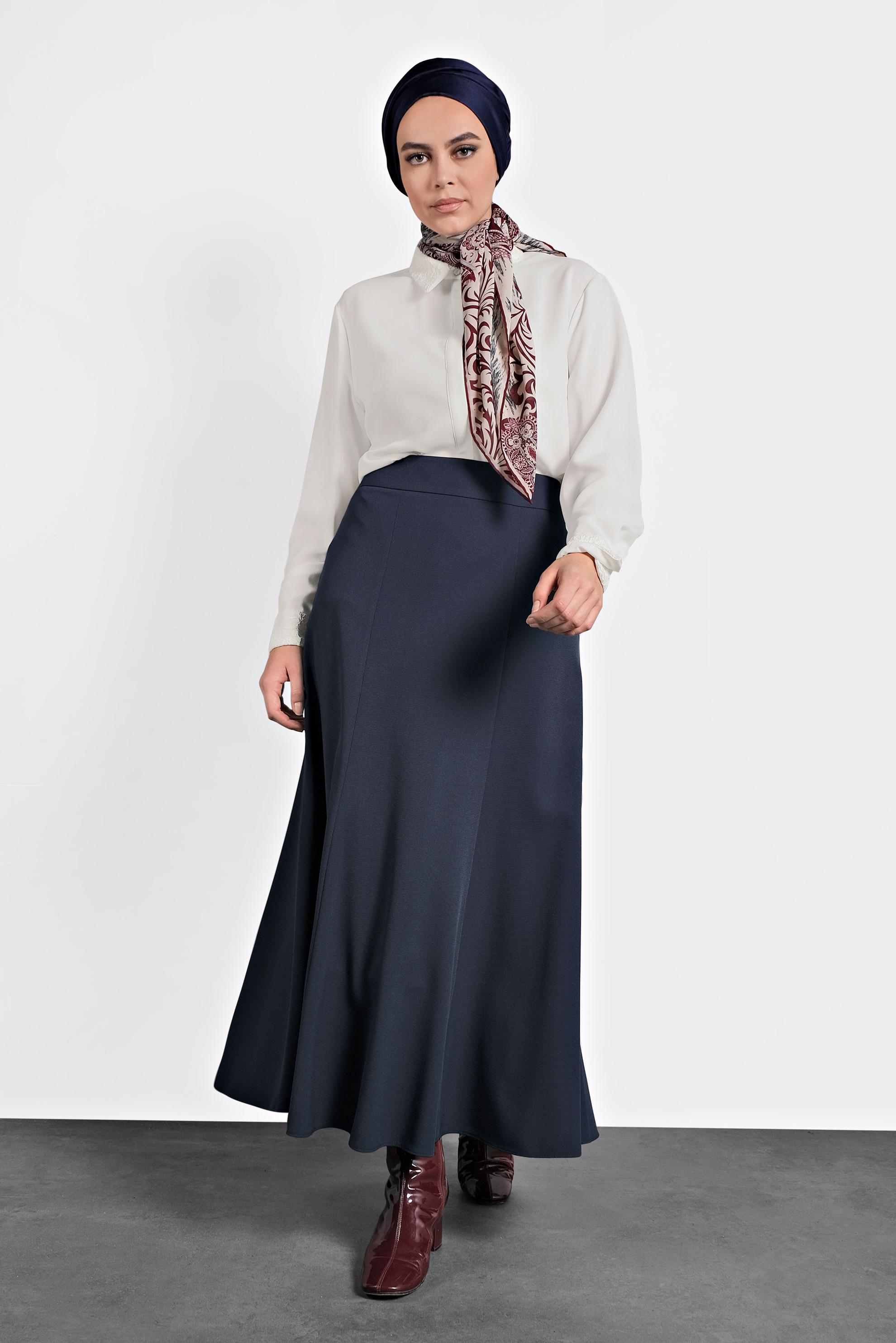 Vêtements hijab BLEU MARINE JUPE À VOLANTS 60032 