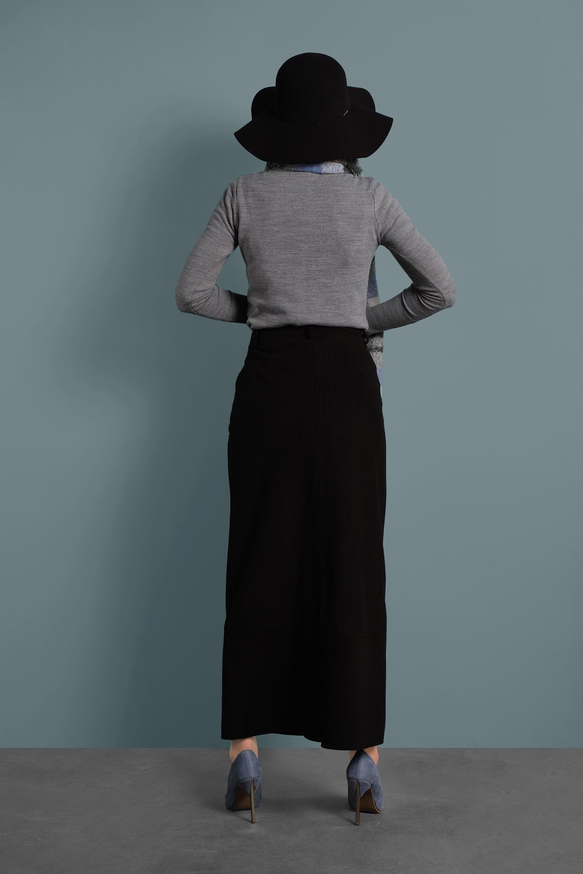 Tesettür giyim SİYAH KADİFE ETEK 60035 