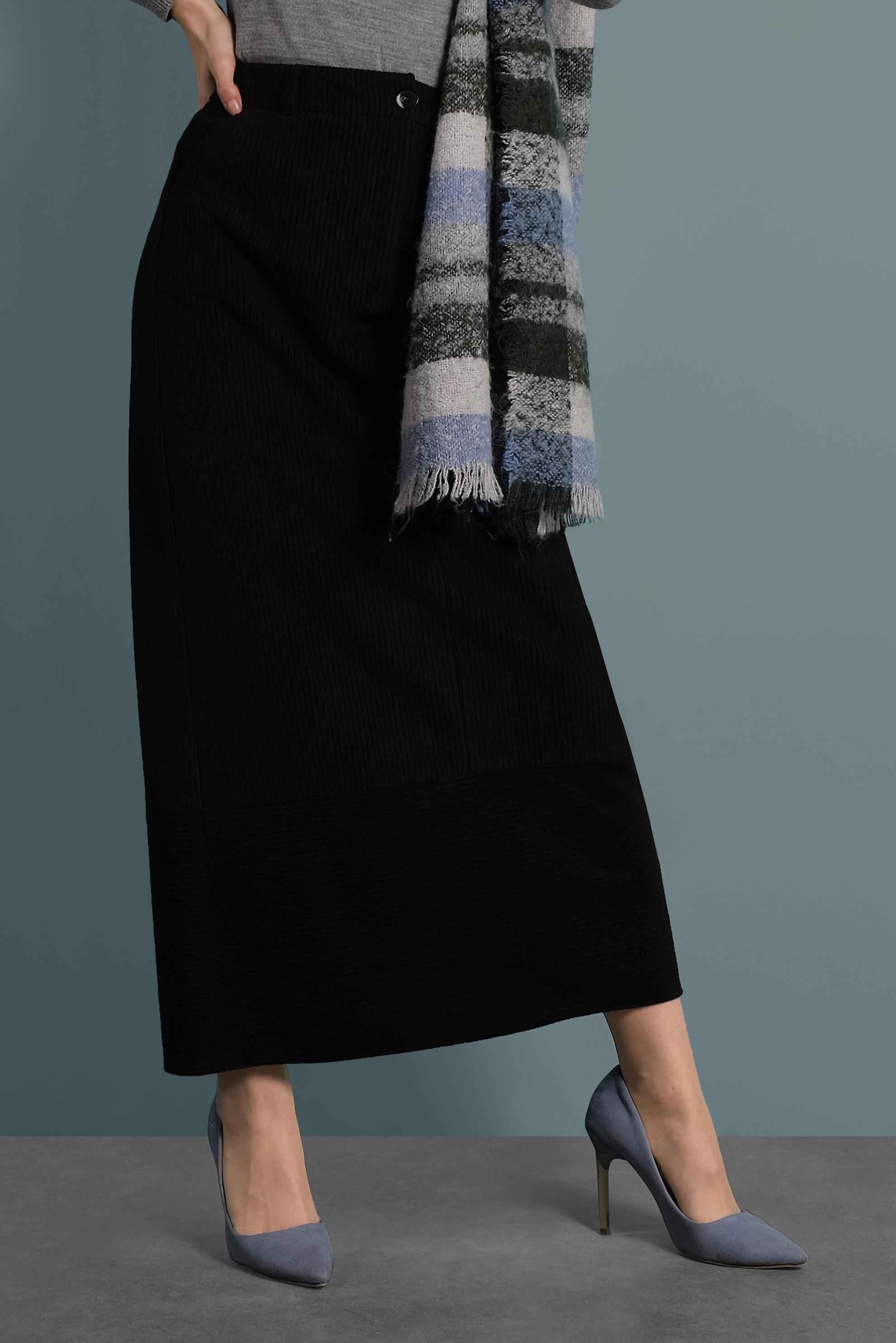 Tesettür giyim SİYAH KADİFE ETEK 60035 