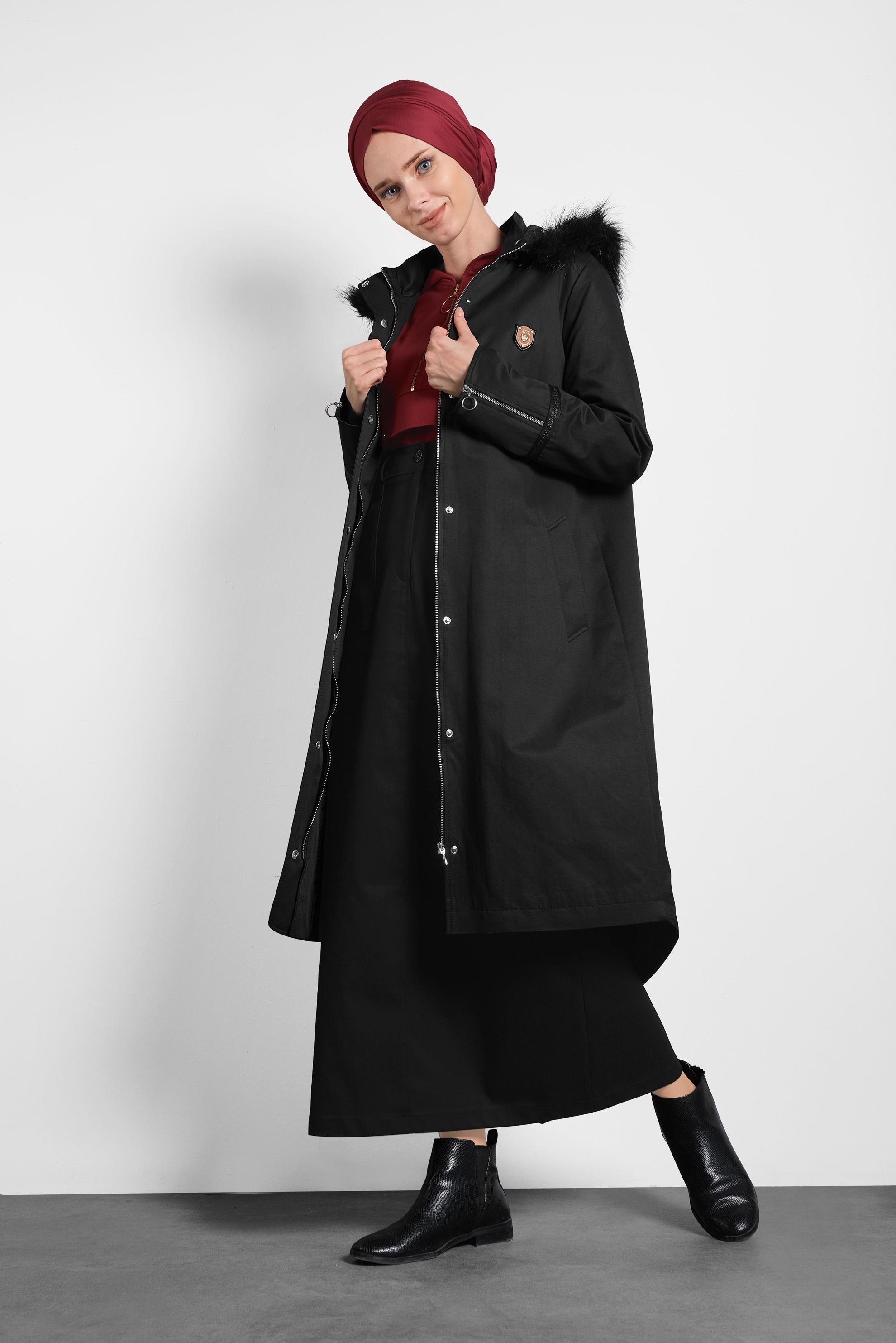 Tesettür giyim SİYAH A KESİM ETEK 60037 