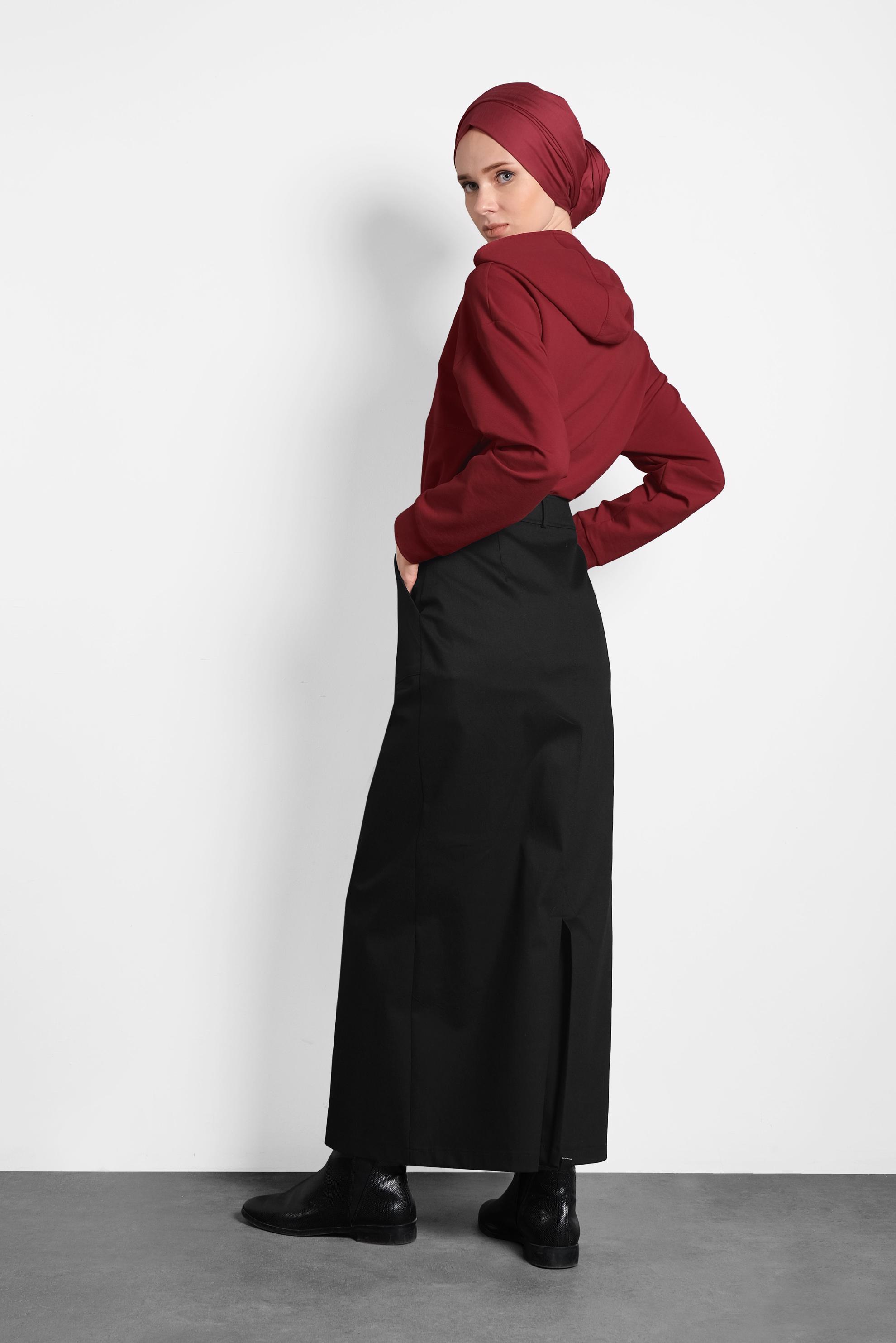 Tesettür giyim SİYAH A KESİM ETEK 60037 