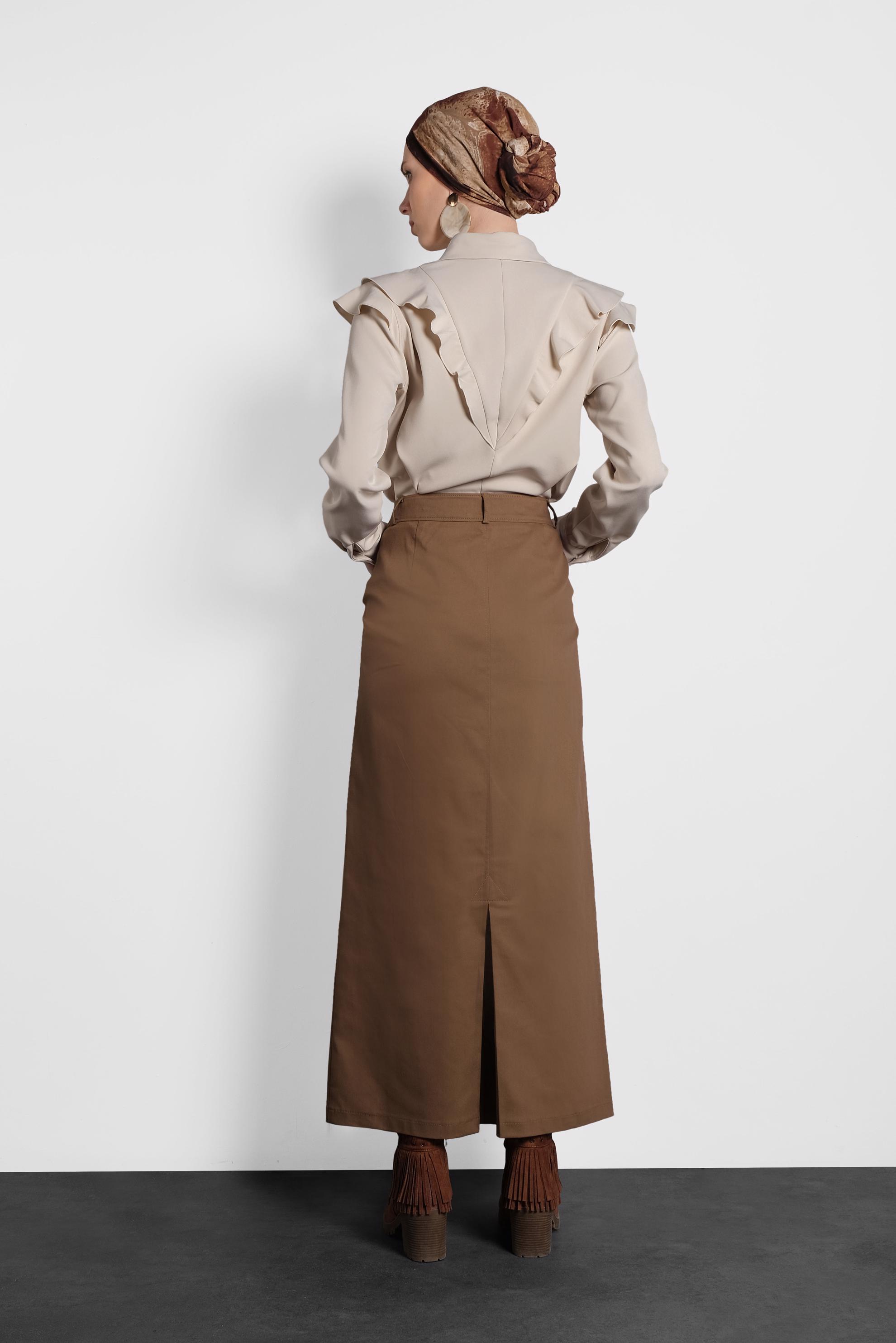 Tesettür giyim TABA A KESİM ETEK 60037 