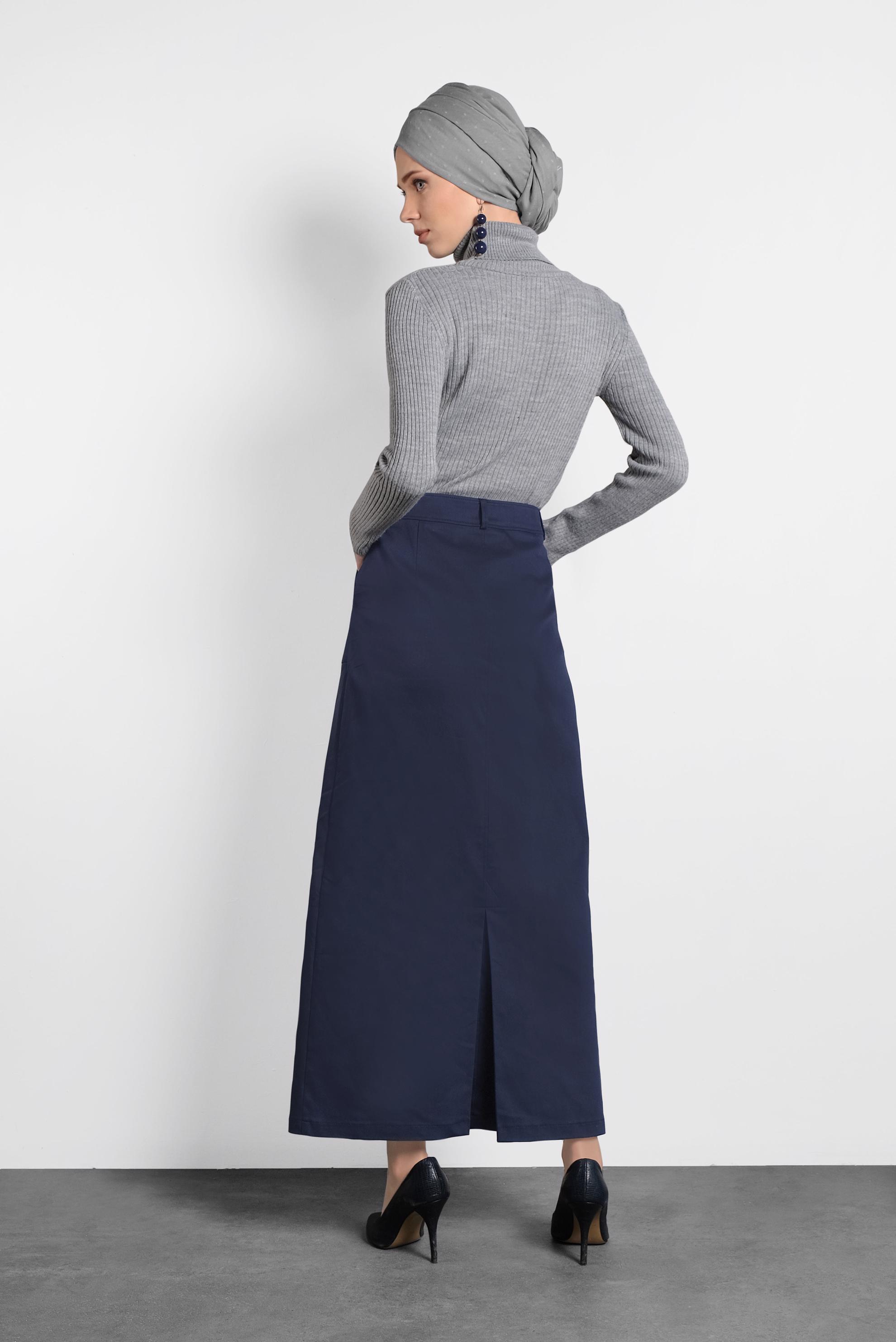 Tesettür giyim LACİVERT A KESİM ETEK 60037 