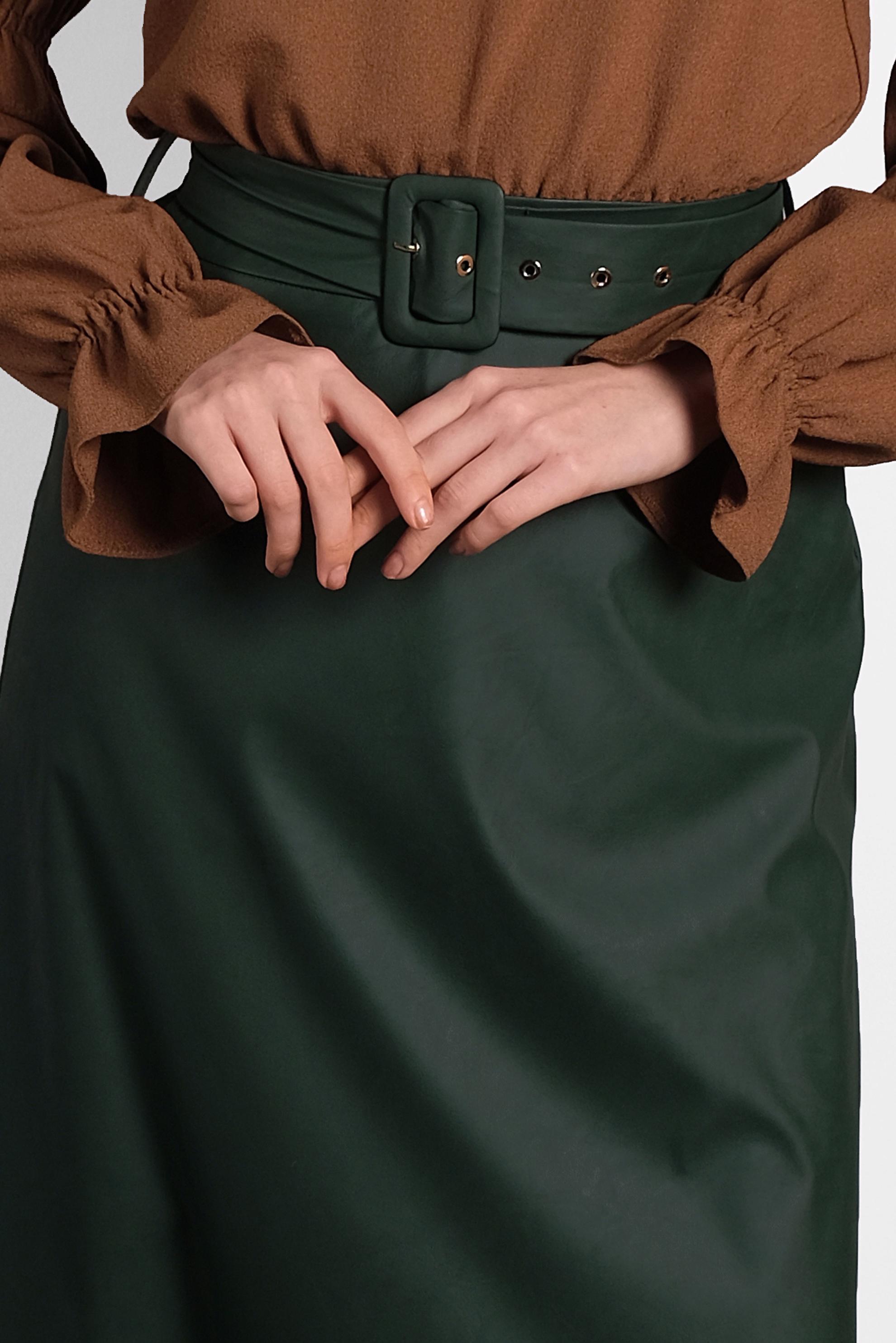 Vêtements hijab VERT JUPE EN CUIR AVEC CEINTURE 60043 