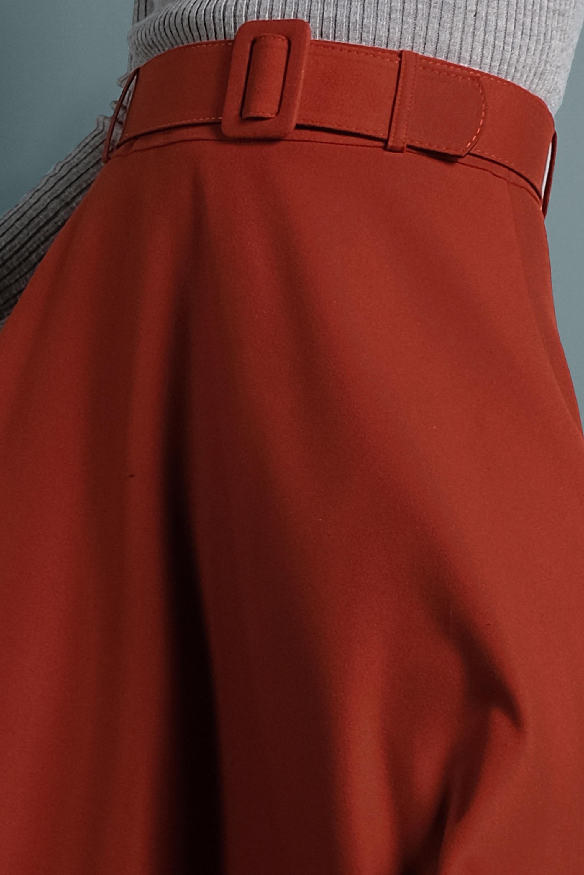 Tesettür giyim TURUNCU KEMERLİ ÇAN ETEK 60045 