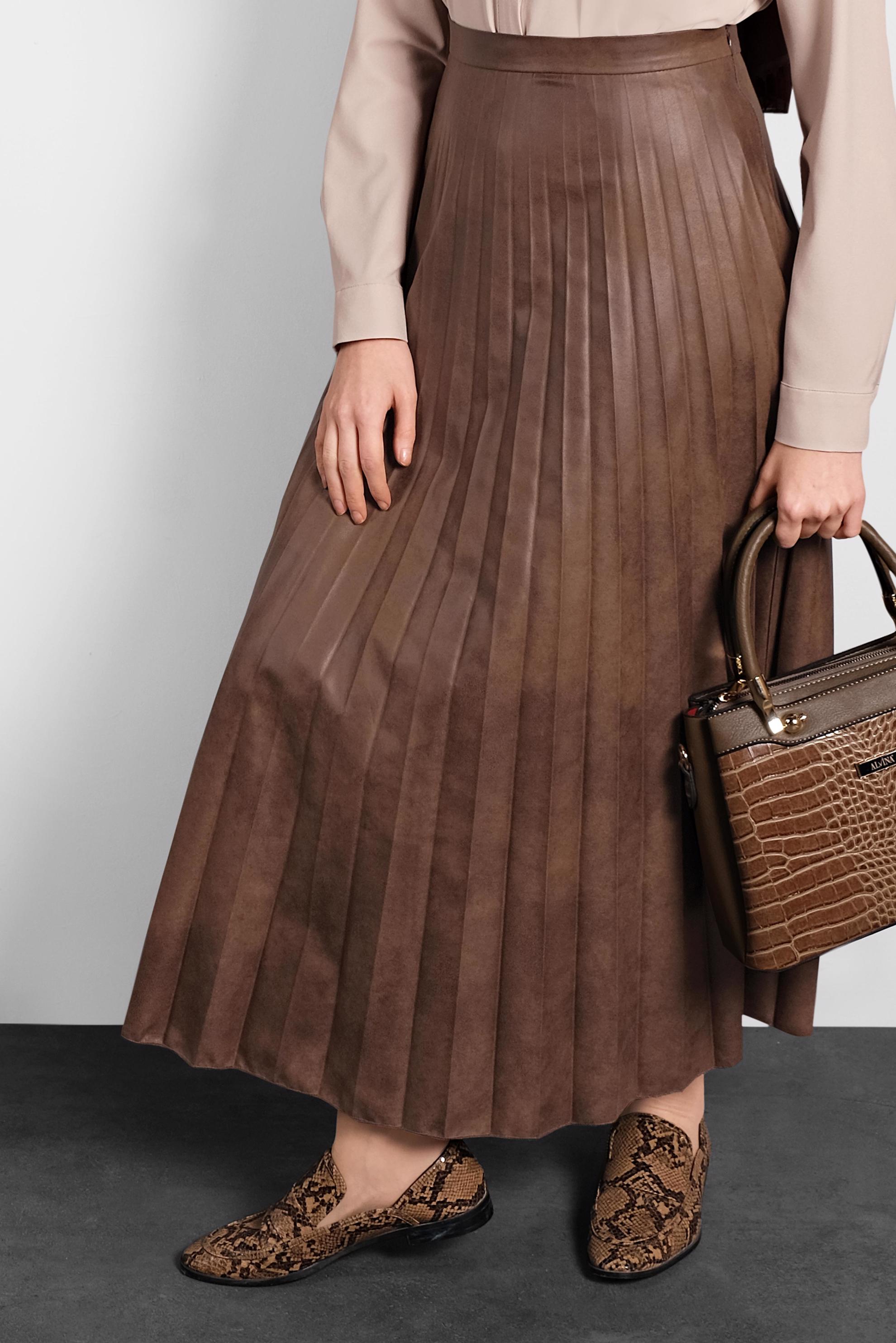 Tesettür giyim TABA PİLELİ ETEK 60046 