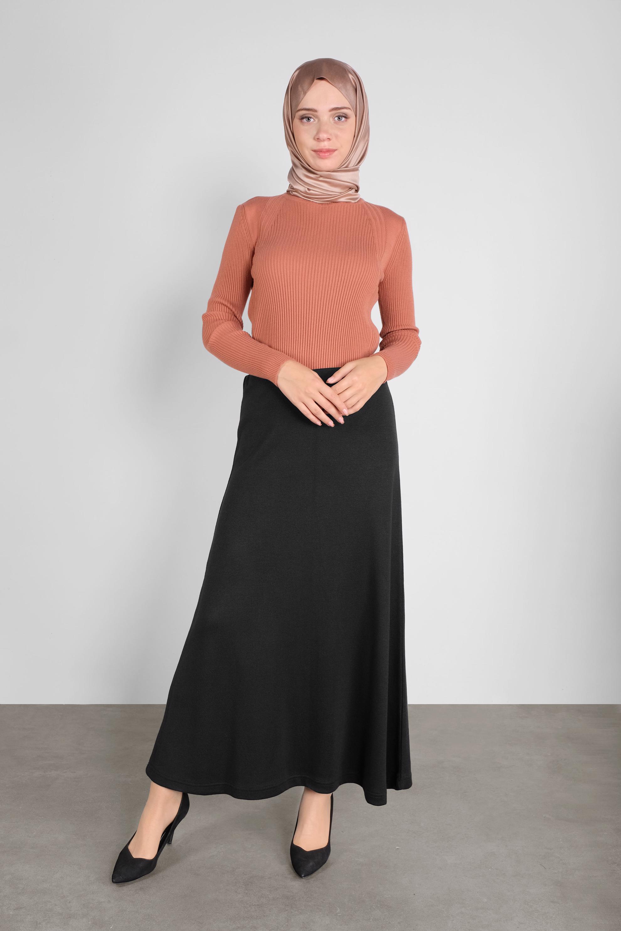 Tesettür giyim SİYAH TRİKO ETEK 60100  