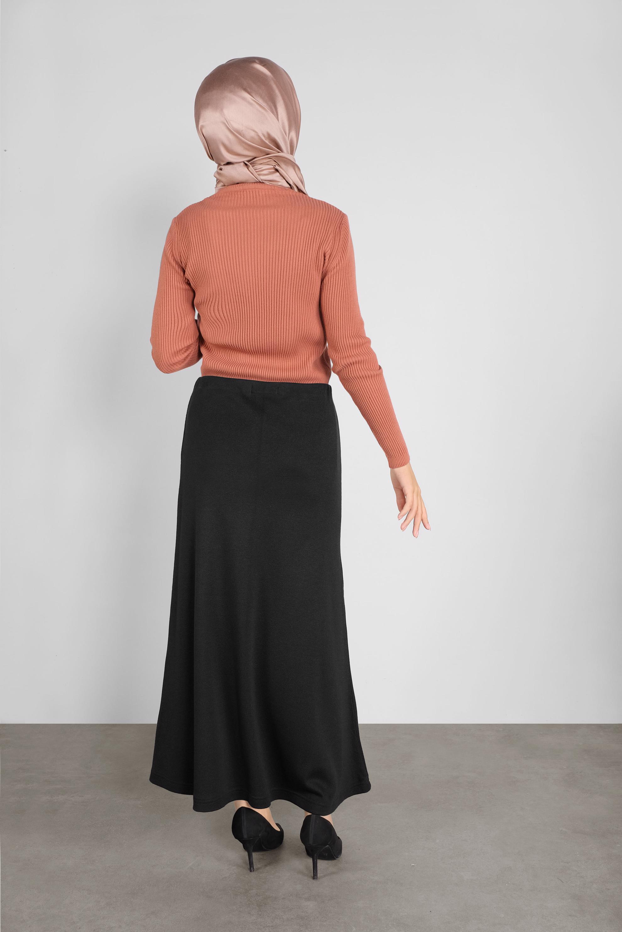 Tesettür giyim SİYAH TRİKO ETEK 60100  