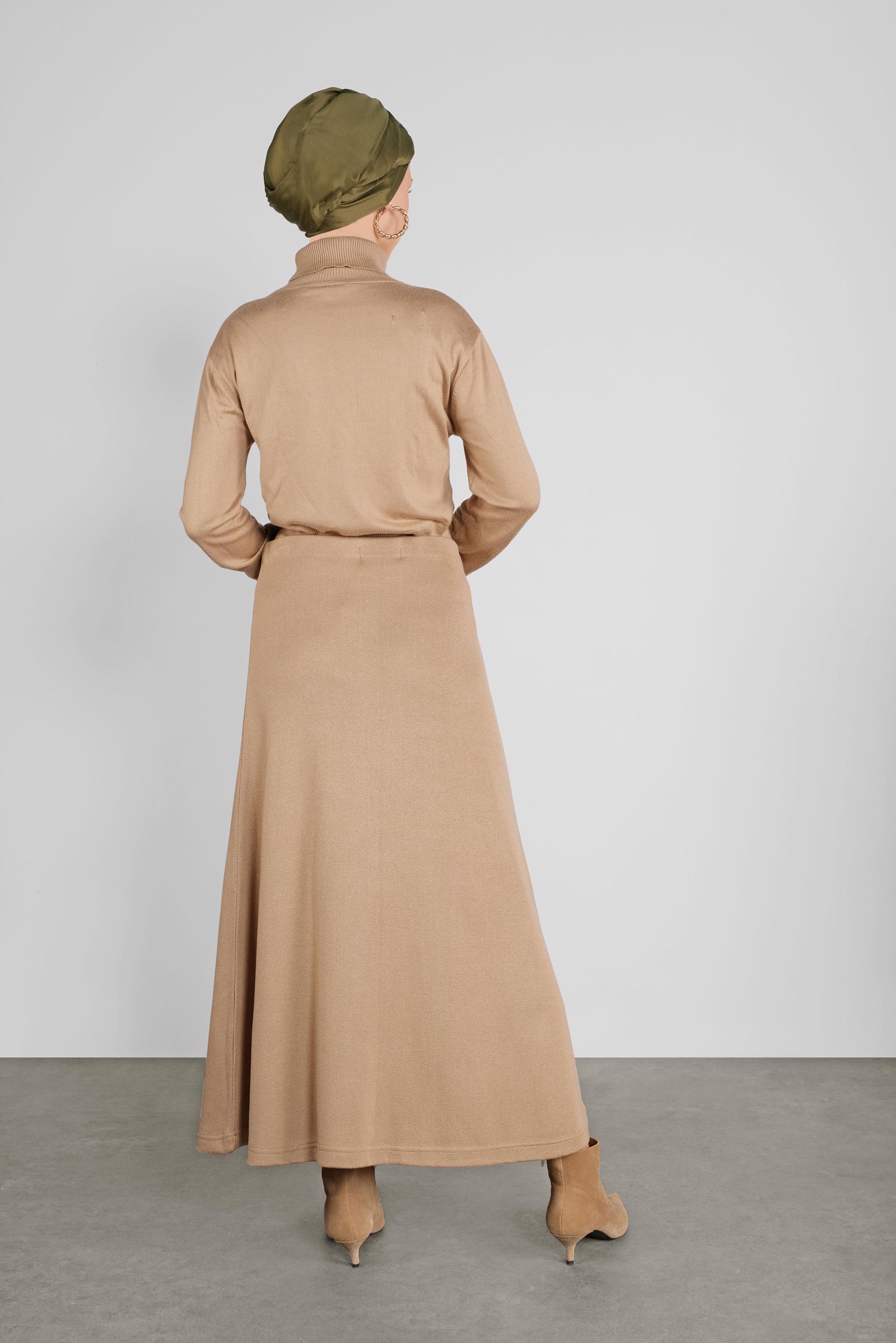 Tesettür giyim KAHVE TRİKO ETEK 60100  