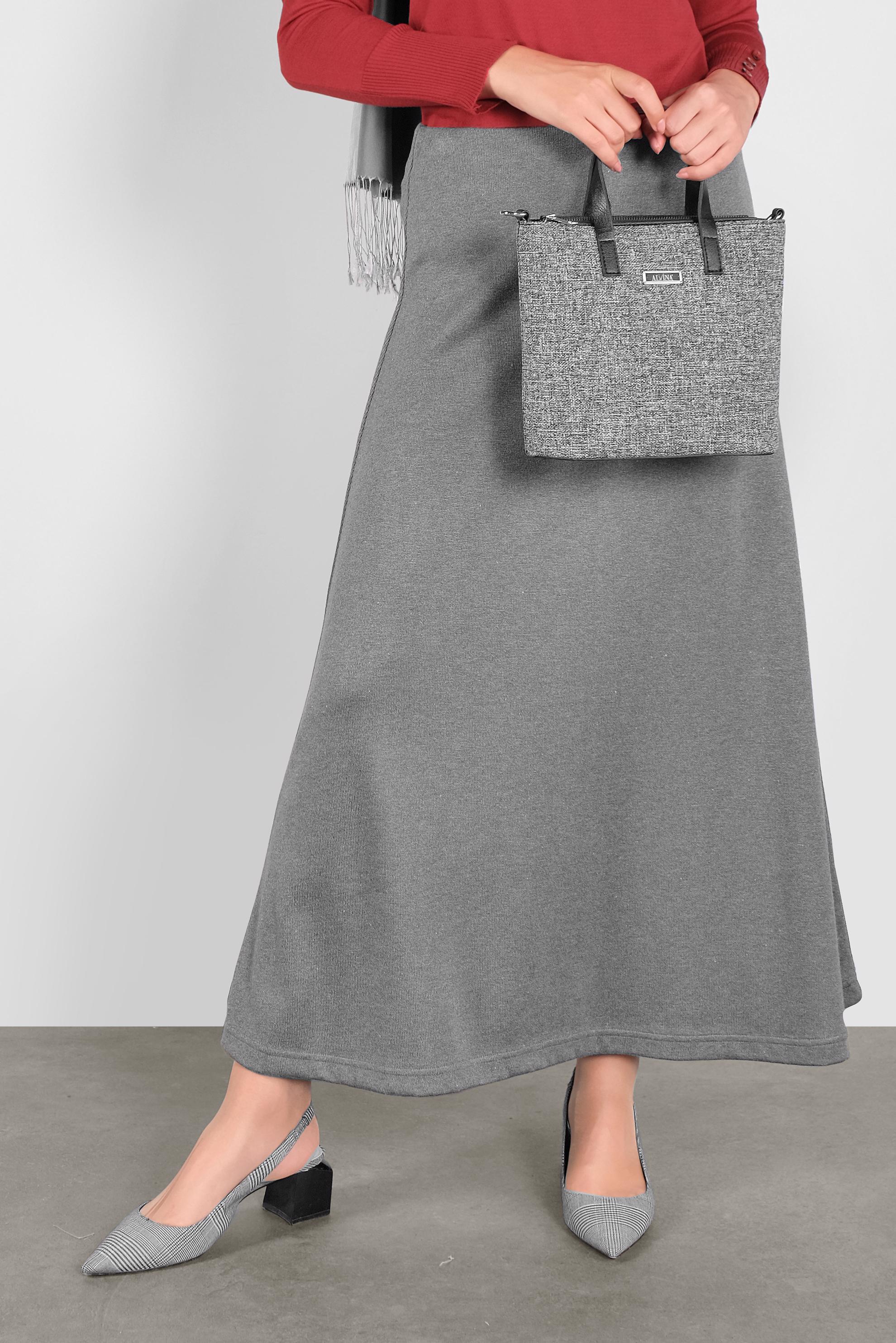 Tesettür giyim GRİ TRİKO ETEK 60100  