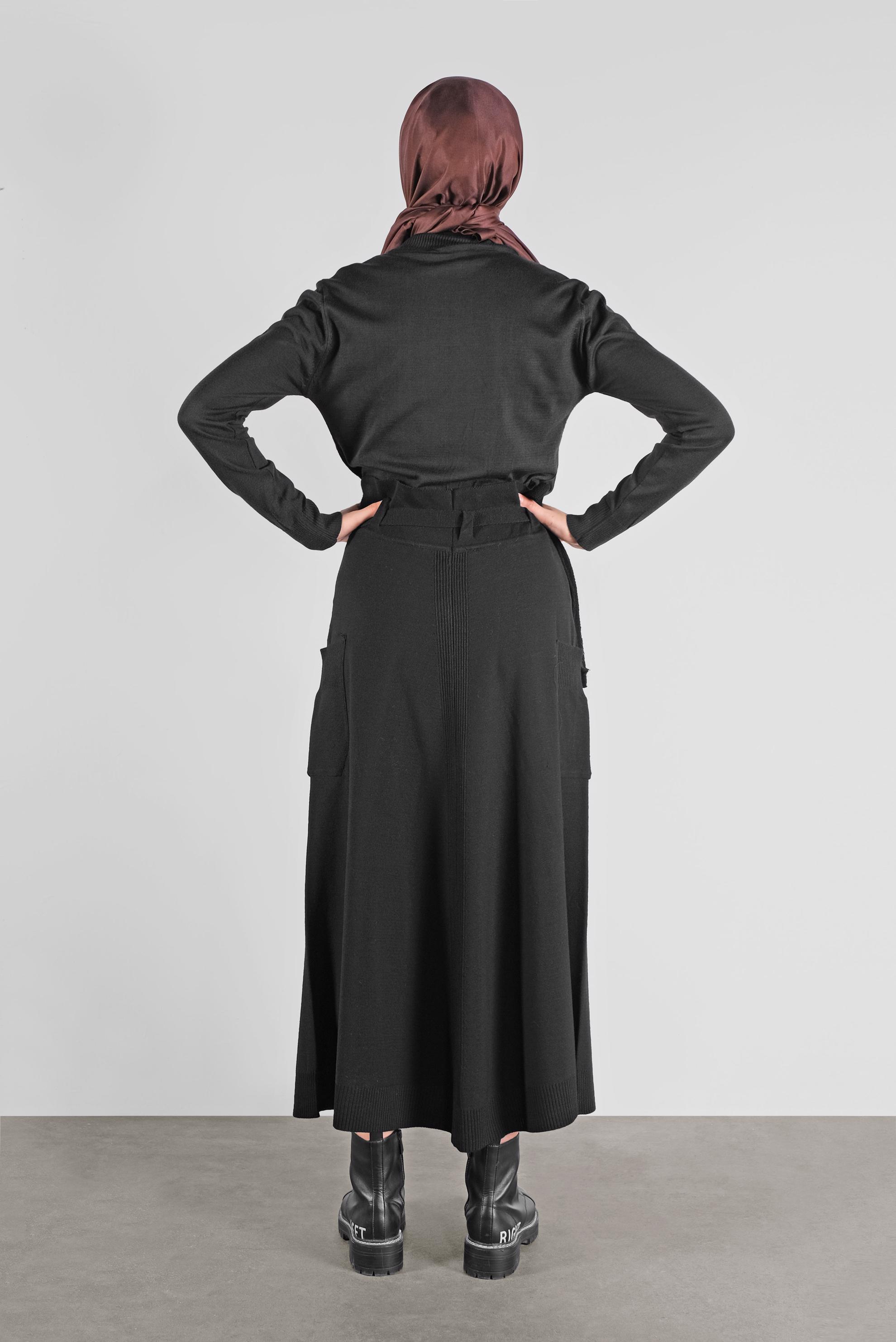 Tesettür giyim SİYAH TRİKO ETEK 60101 