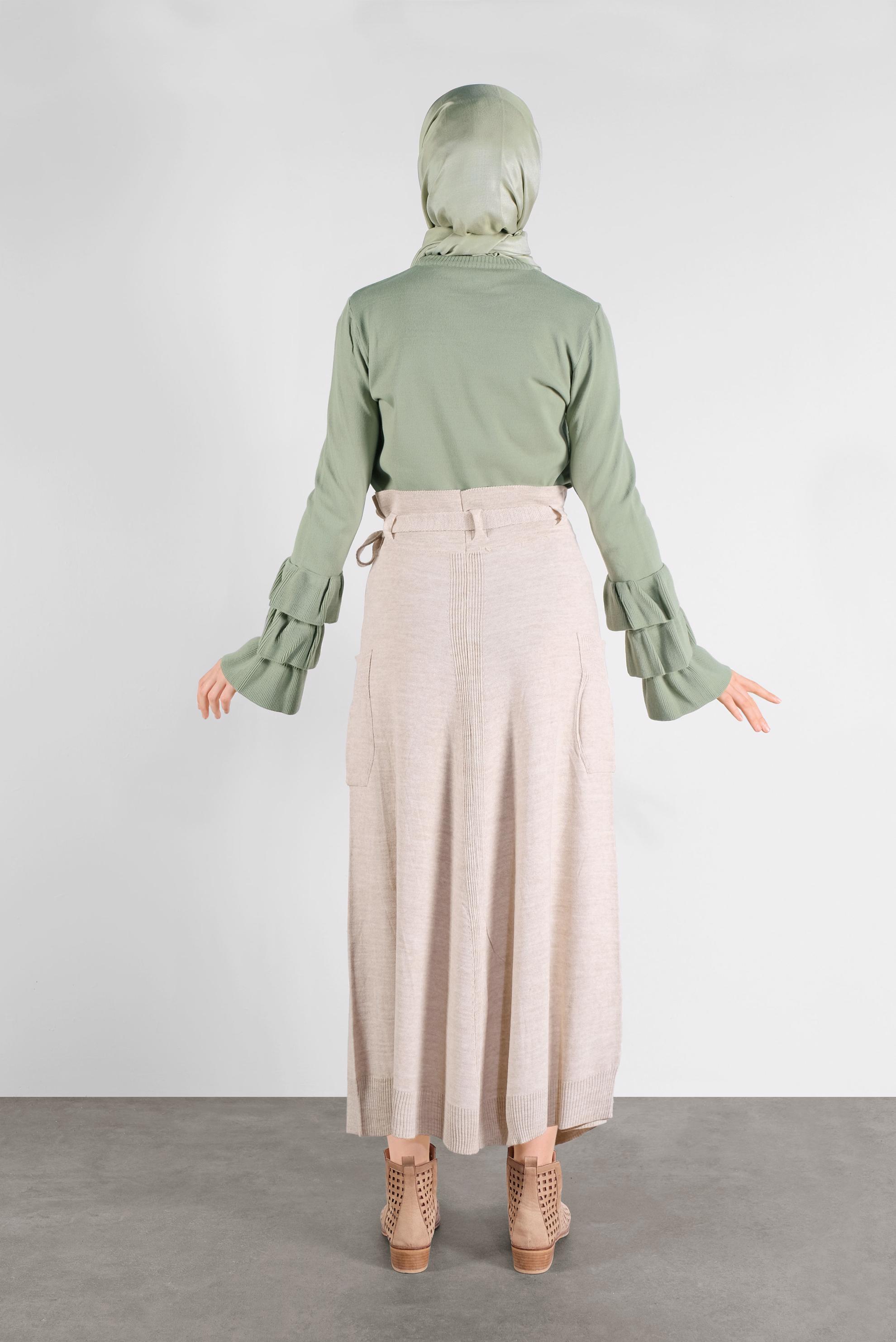 Tesettür giyim BEJ TRİKO ETEK 60101 