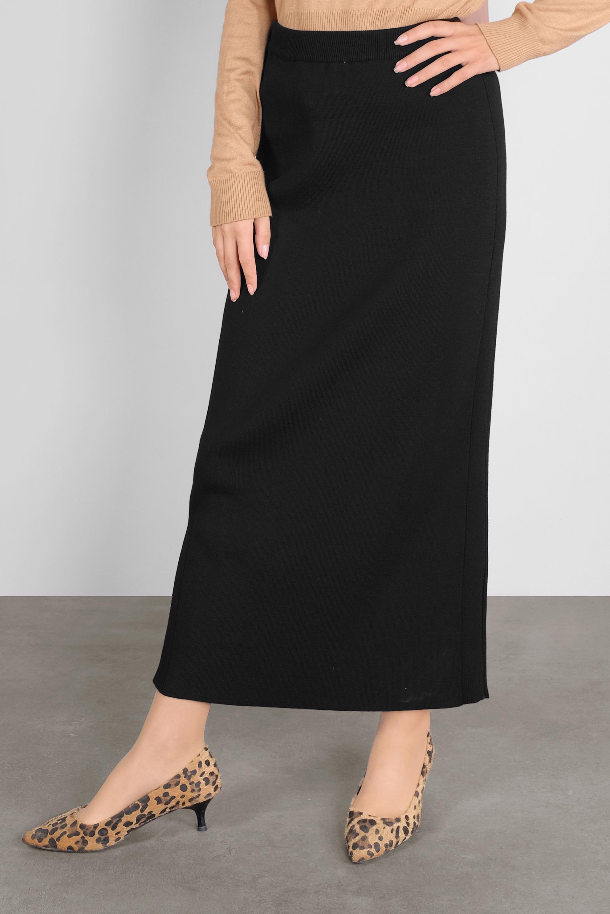 Tesettür giyim SİYAH DÜZ TRİKO ETEK 60102 